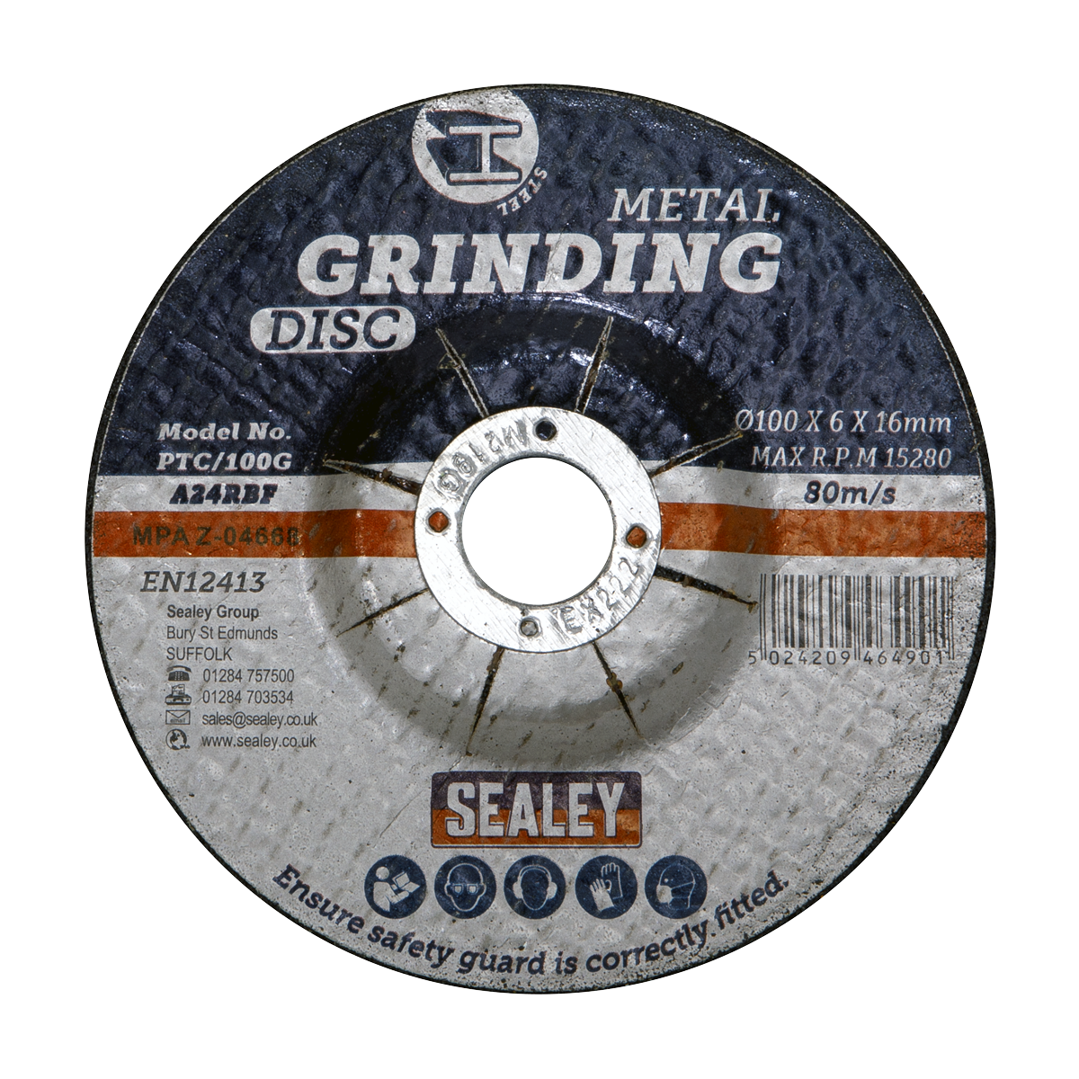 Sealey PTC/100G 100 x 6mm Grinding Disc 16mm Bore