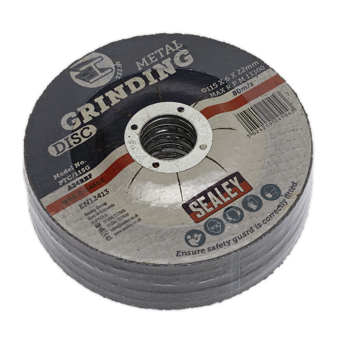 Sealey PTC/115G5 115 x 6mm Grinding Disc 22mm Bore - Pack of 5