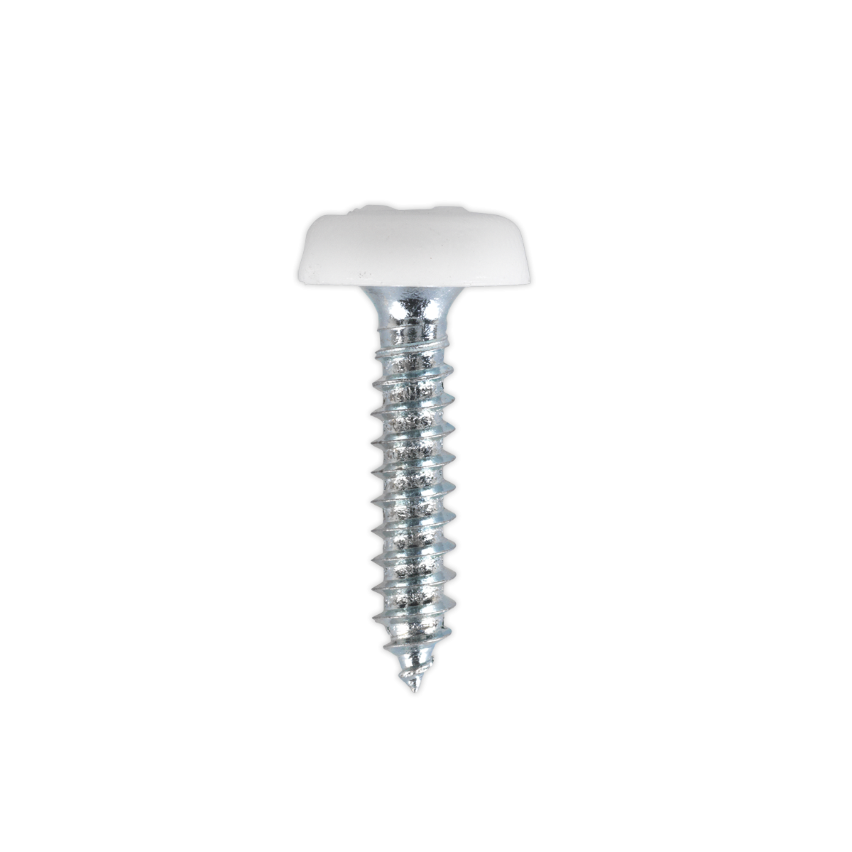 Sealey PTNP5 Numberplate Screw with Plastic Enclosed Head 4.8 x 24mm, White - Pack of 50