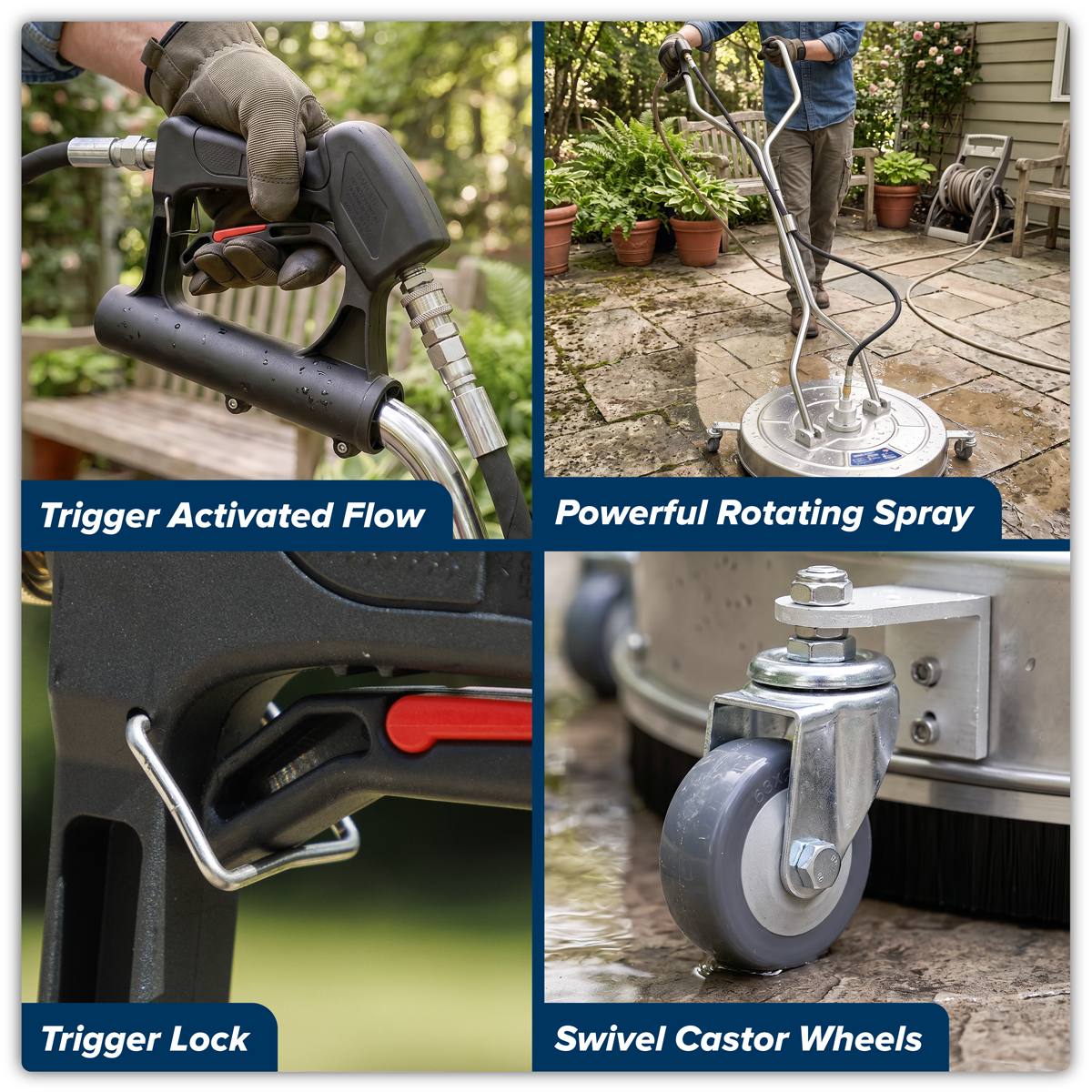 Sealey PWAK24 24" Surface Cleaner with Dual Handle & Rotating Spray Bar - Stainless Steel