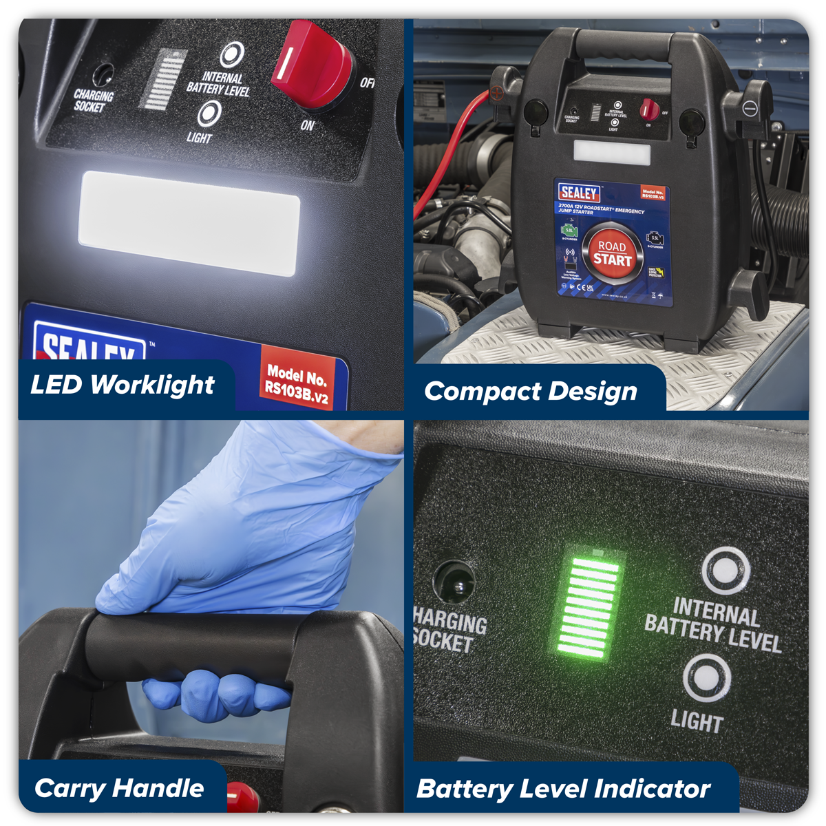 Sealey RS103B RoadStart® 12V Emergency Jump Starter 2700 Peak Amps
