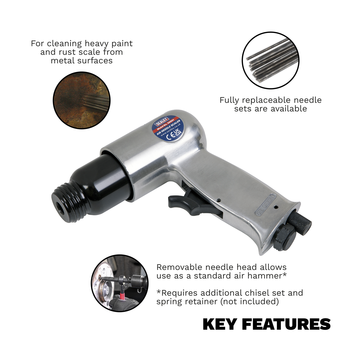 Sealey SA501 Pistol Type Air Needle Scaler
