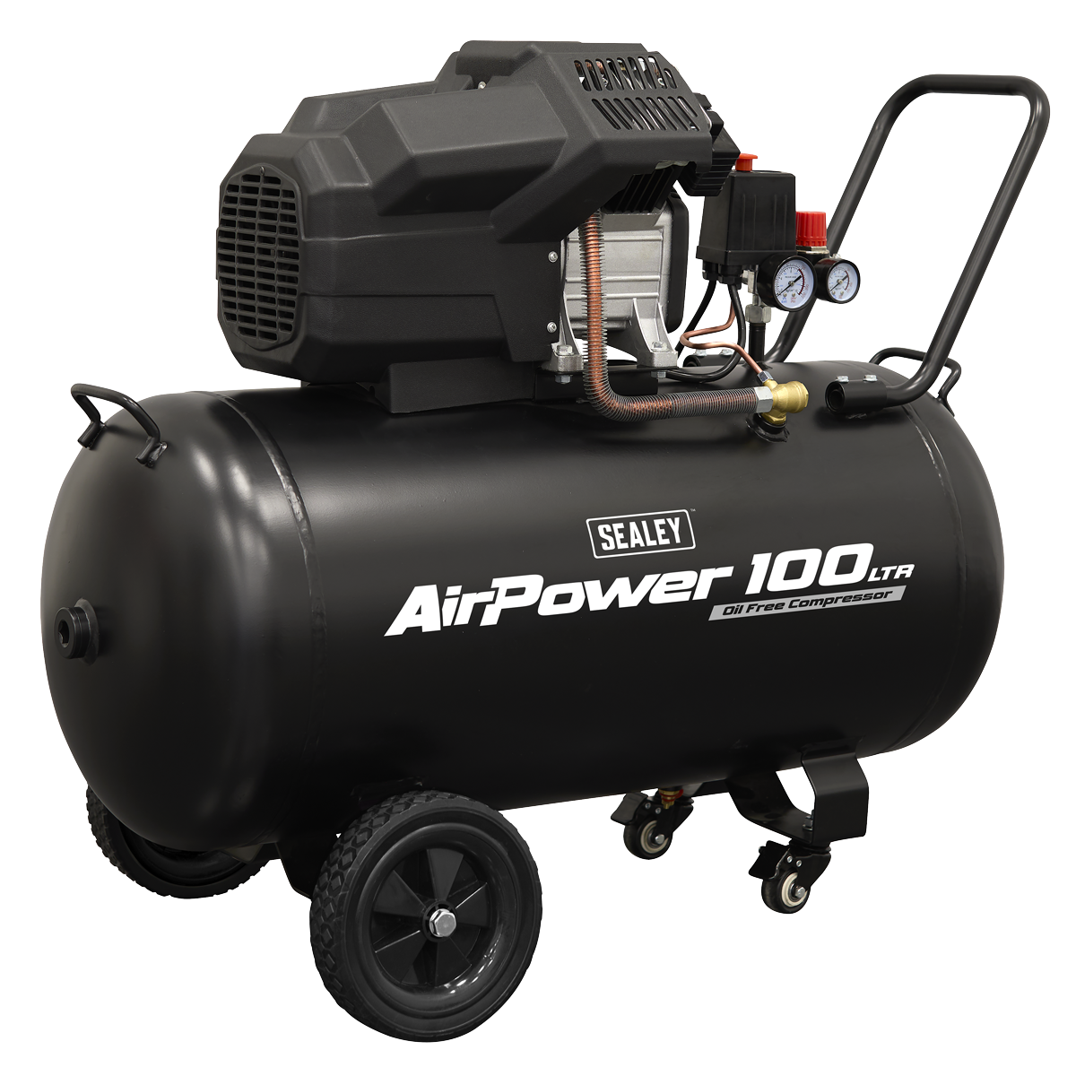 Sealey SAC10002 Air Compressor 100L V-Twin Oil Free Direct Drive 3hp