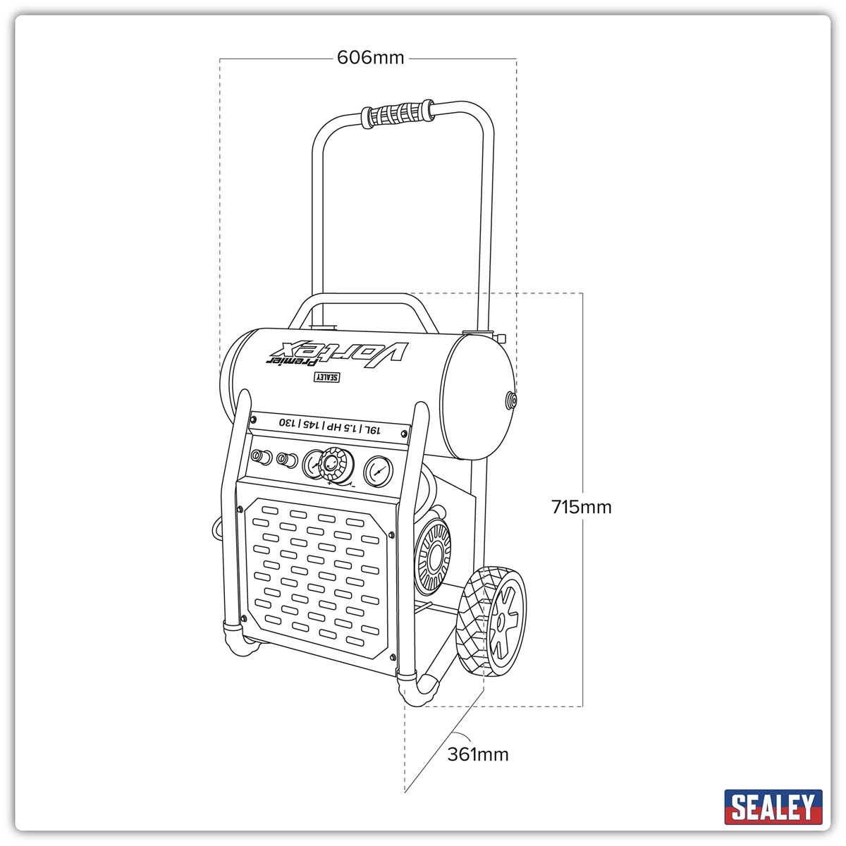 Sealey SAC1900 19L Oil Free Direct Drive Air Compressor 1.5hp