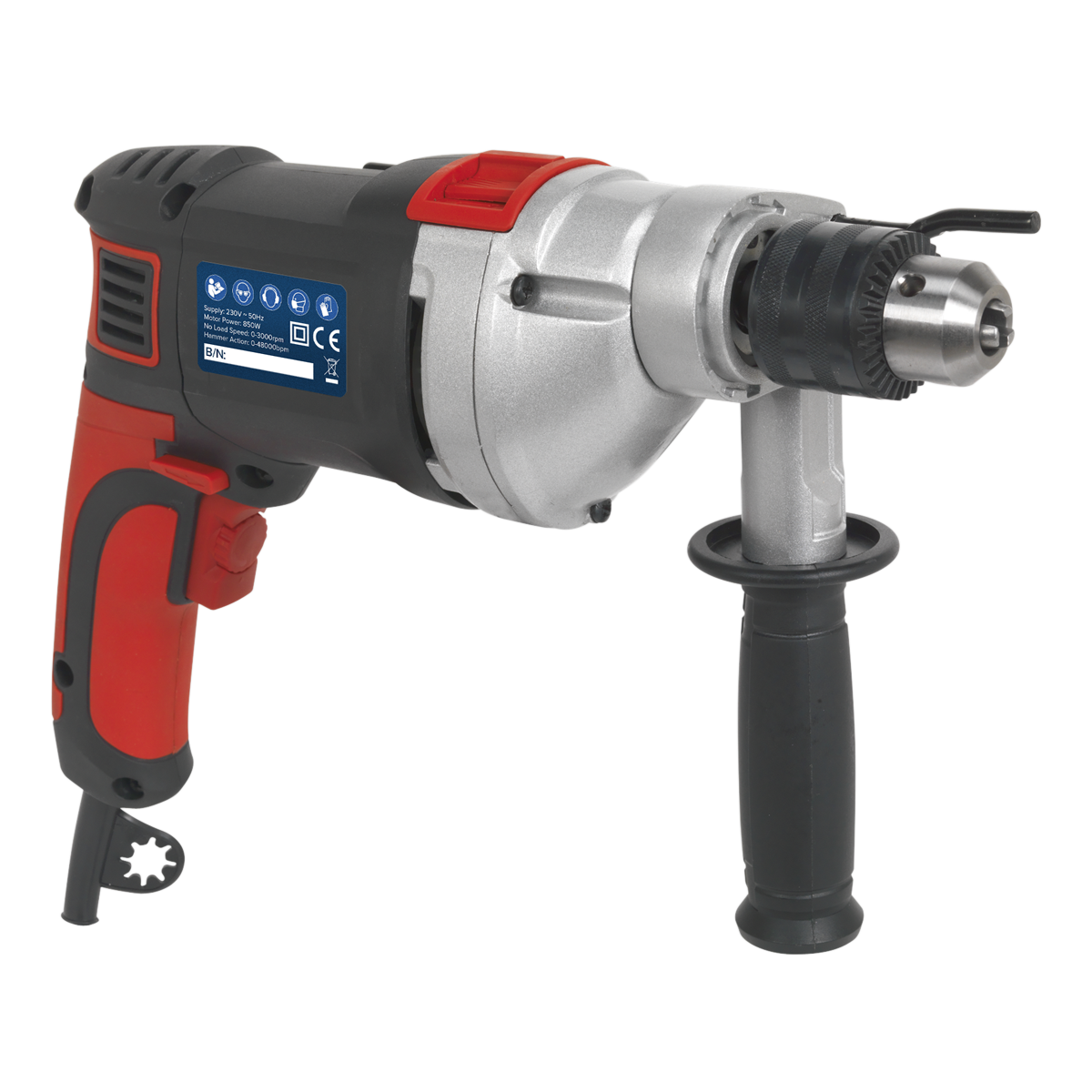 Sealey SD800 13mm Variable Speed Hammer Drill with Reverse 850W/230V