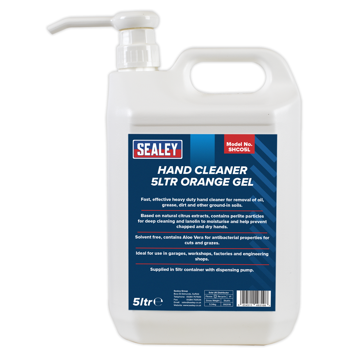 Sealey SHCO5L Orange Gel Hand Cleaner 5L