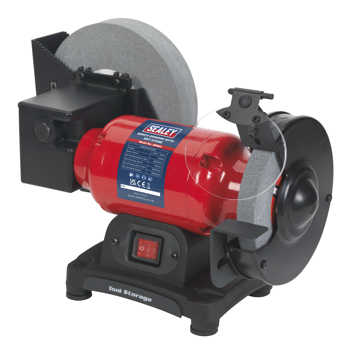 Sealey SM521 200/150mm Wet & Dry Bench Grinder 250W/230V