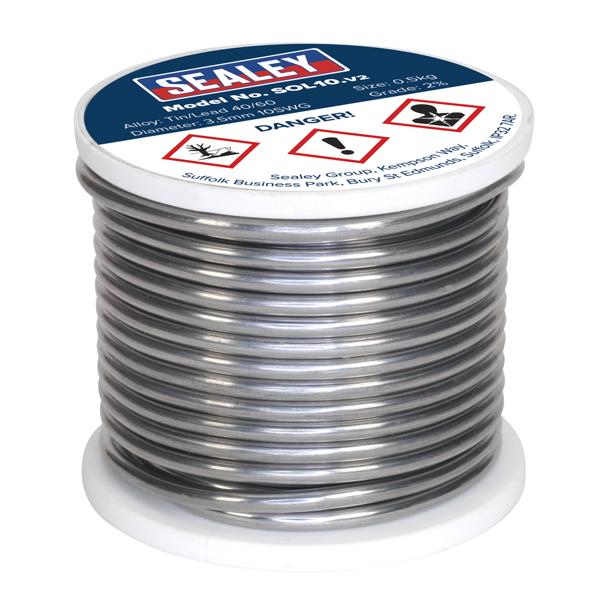 Sealey SOL10 Quick Flow Solder Wire 3.25mm/10SWG 0.5kg Reel
