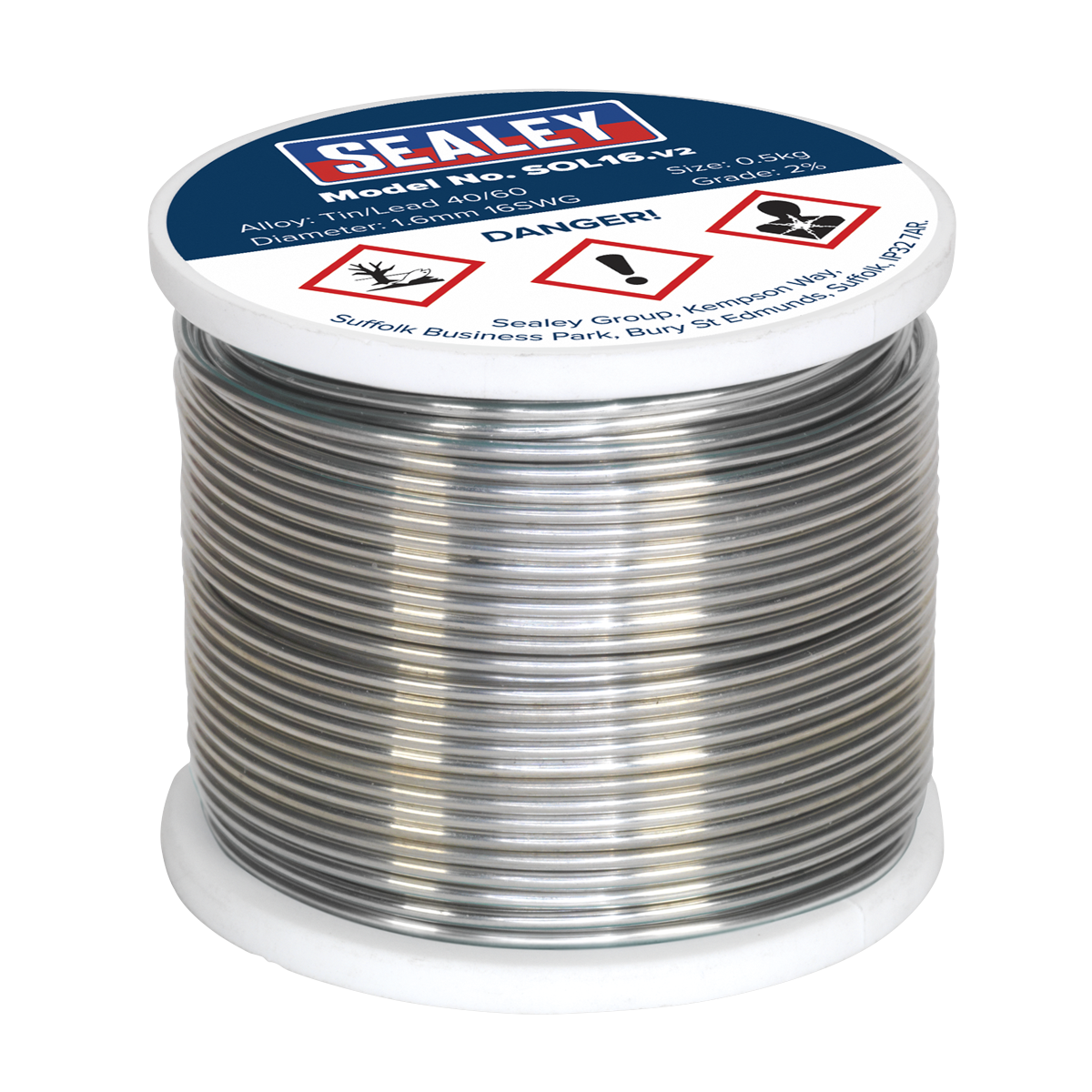 Sealey SOL16 Quick Flow Solder Wire 1.6mm/16SWG 0.5kg Reel