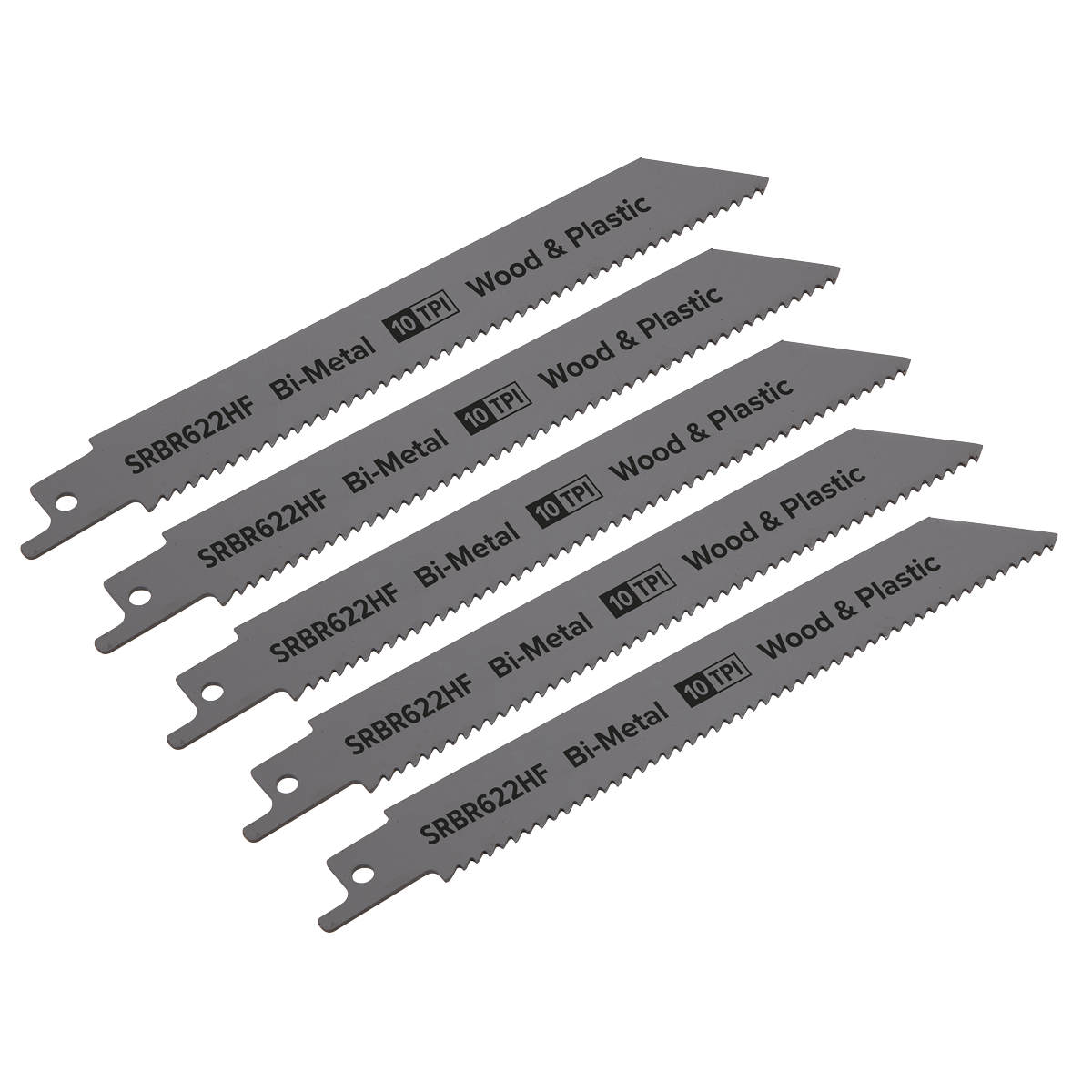 Sealey SRBR622HF Reciprocating Saw Blade for Wood & Plastics 150mm 10tpi - Pack of 5