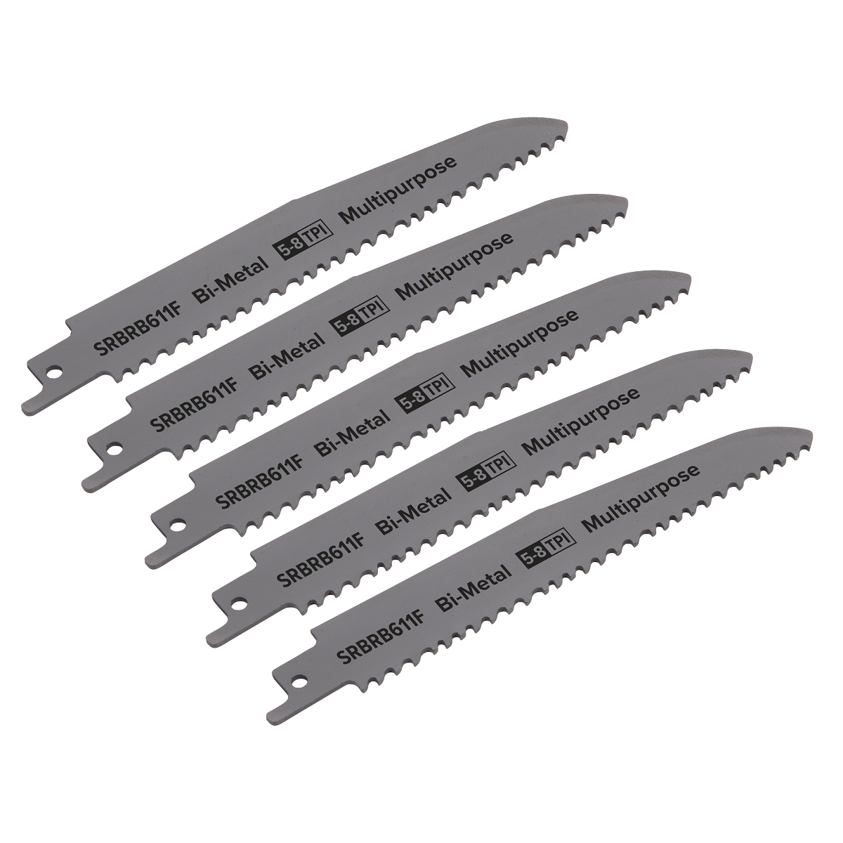 Sealey SRBRB611F Multipurpose Reciprocating Saw Blade 150mm 5-8tpi - Pack of 5