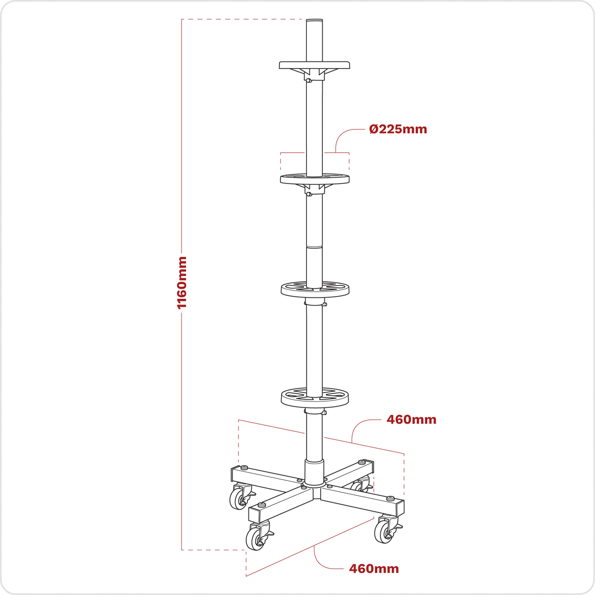 Sealey STR004COMBO Wheel Storage Trolley with Cover 100kg Capacity