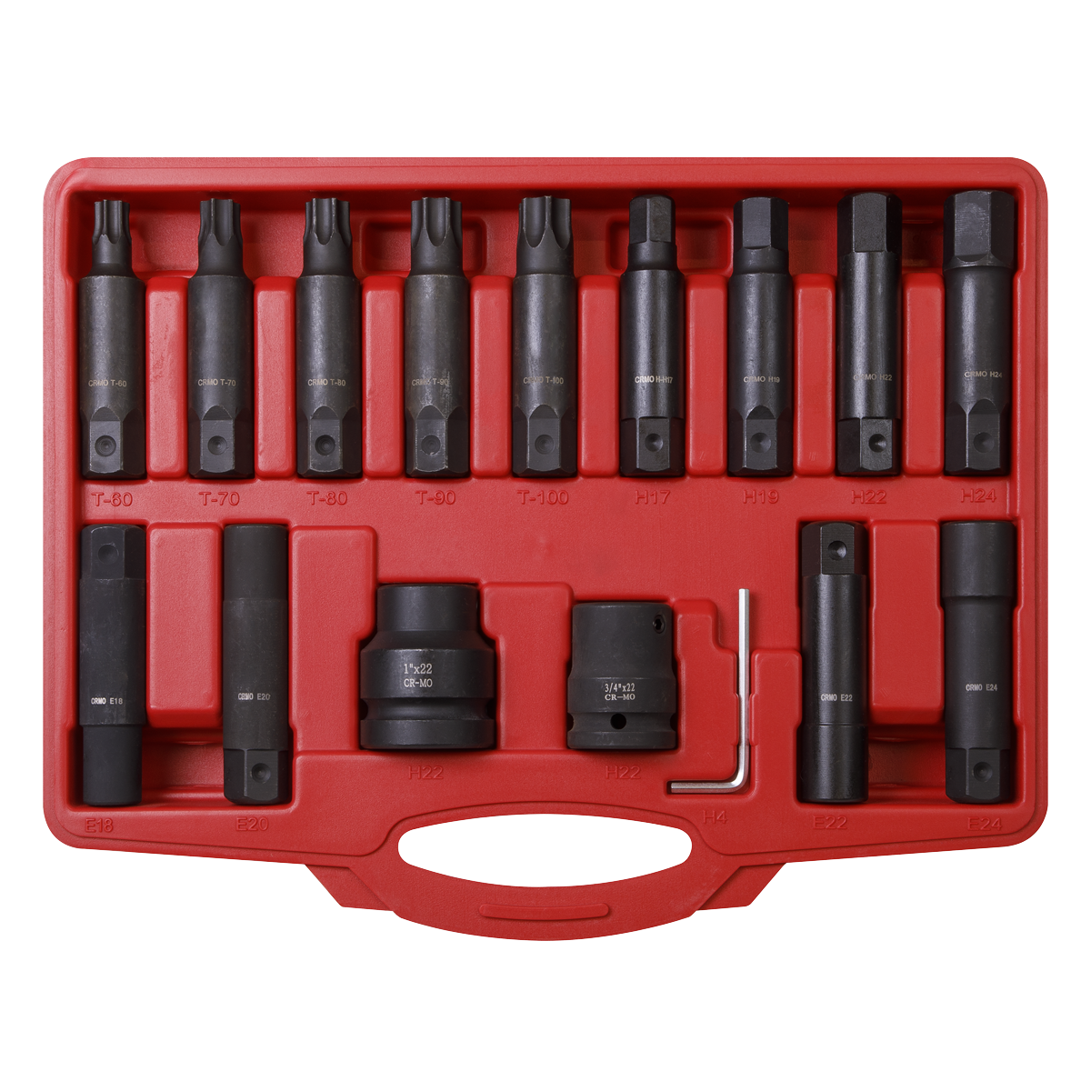 Sealey SX098 Impact Hex, TRX-Star* & TRX-Star* Female Socket Bit Set 3/4" & 1"Sq Drive 16pc