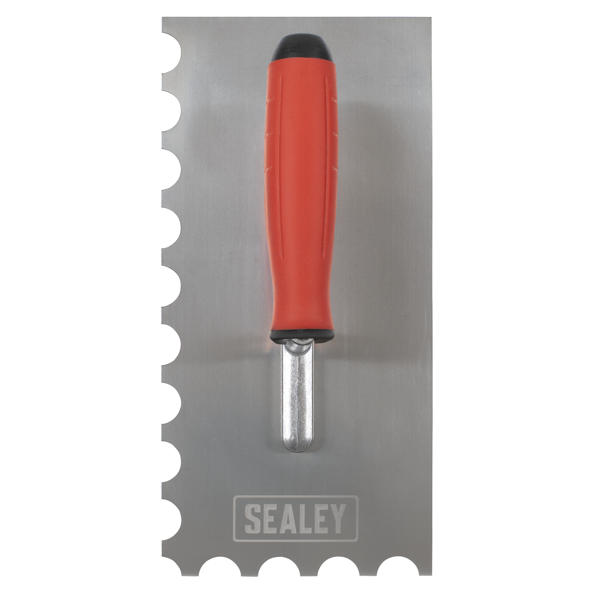 Sealey T6701 Stainless Steel Semicircle Tooth Trowel with Rubber Handle & Aluminium Foot 270mm