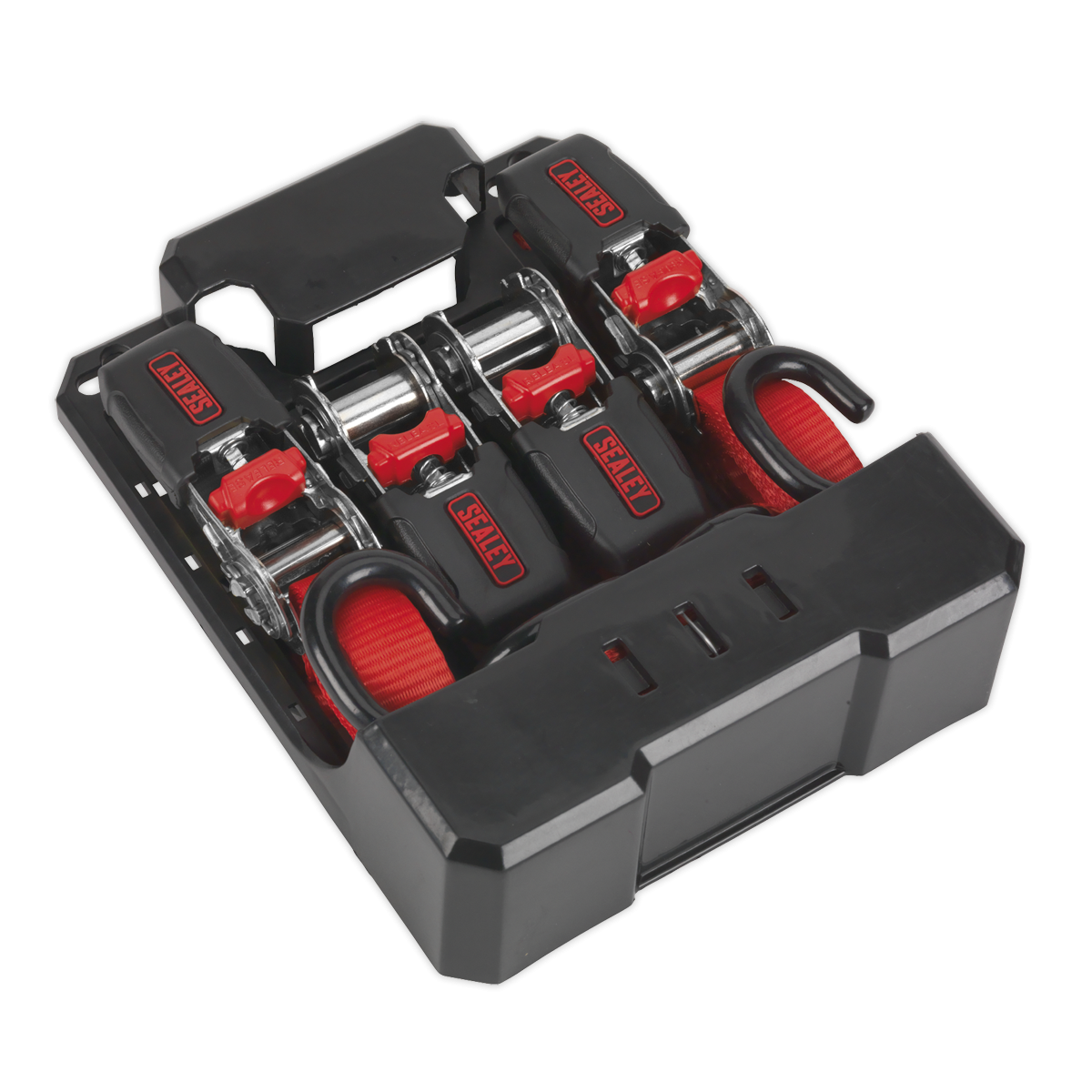 Sealey TD484SD Ratchet Strap Polyester Webbing with S-Hooks 25mm x 4m 800kg Breaking Strength - 2 Pairs