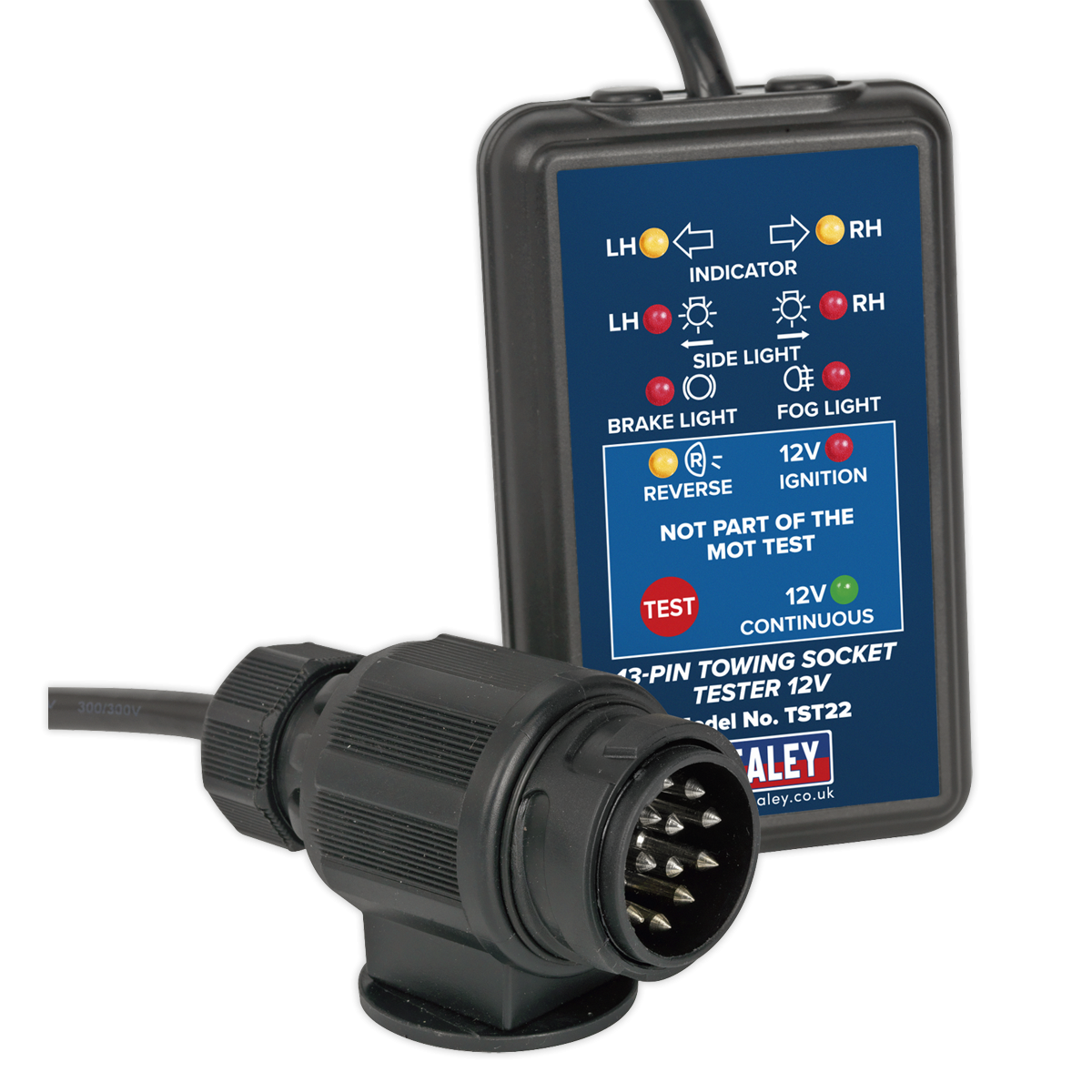 Sealey TST22 Towing Socket Tester 13-Pin 12V - DVSA Approved