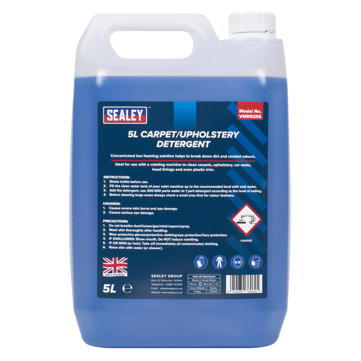 Sealey VMR925S Carpet/Upholstery Detergent 5L