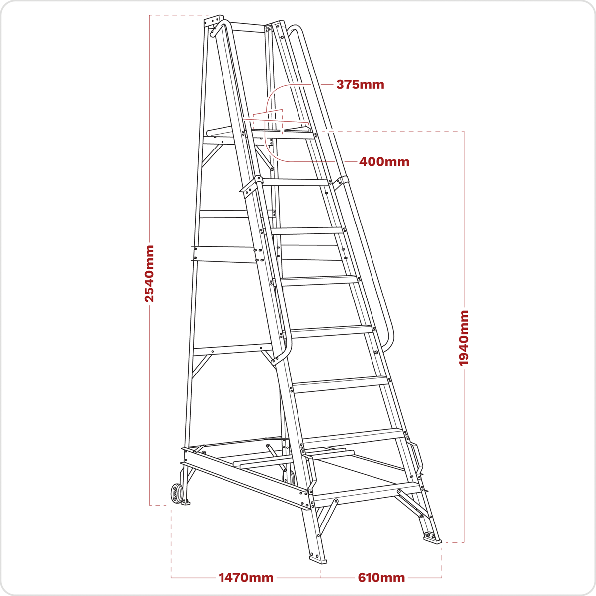 Sealey WS8 Warehouse Steps 8-Tread