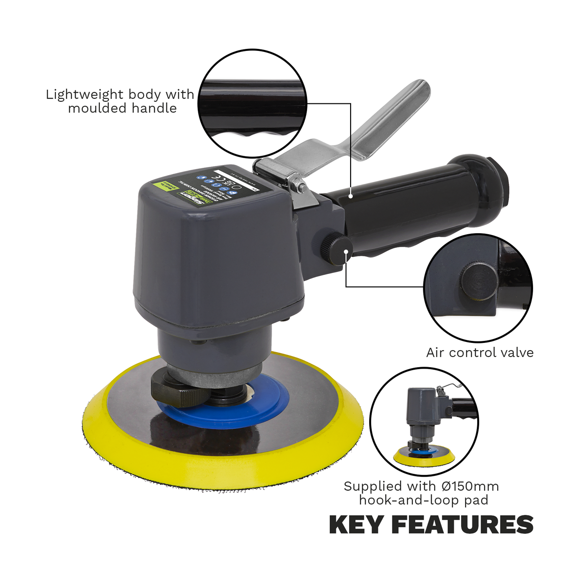 Siegen S01044 Siegen Air Random Orbital Sander 150mm