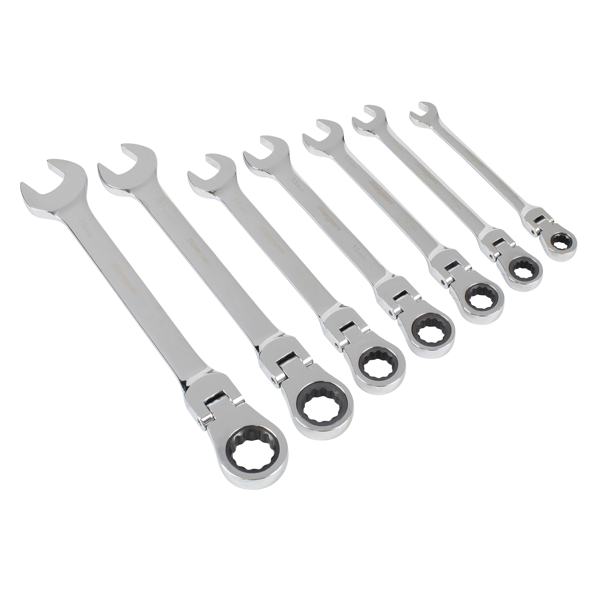 Siegen S01143 Flexi-Head Combination Ratchet Spanner Set 7pc