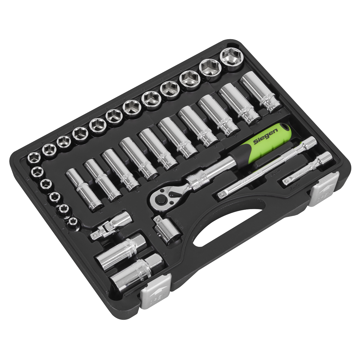 Siegen S01287 Siegen Extendable Ratchet Socket Set 3/8"Sq Drive 34pc