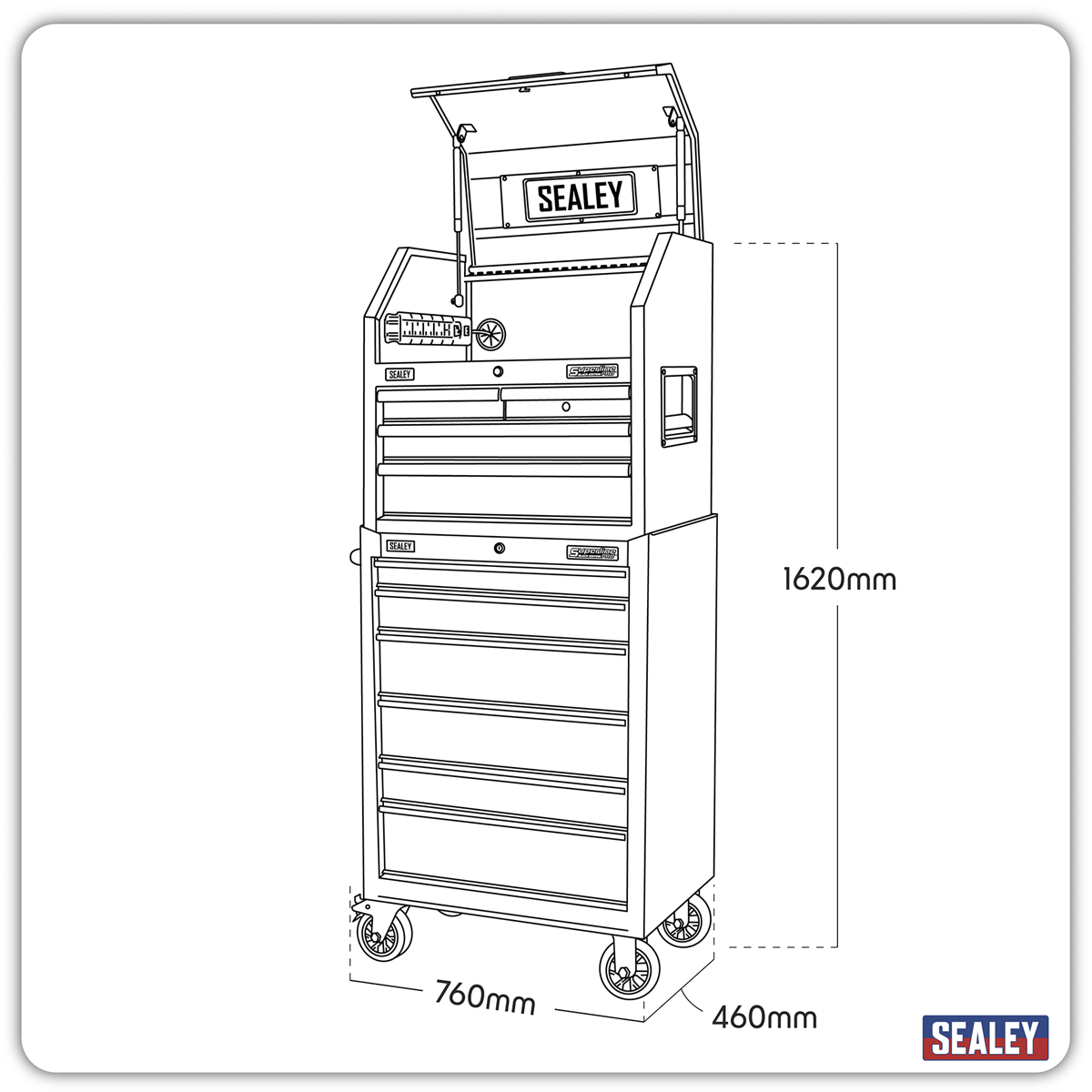 Superline Pro AP27BESTACK Superline PRO® Black Edition Tool Chest Combination with 9 Soft Close Drawers & Power Bar