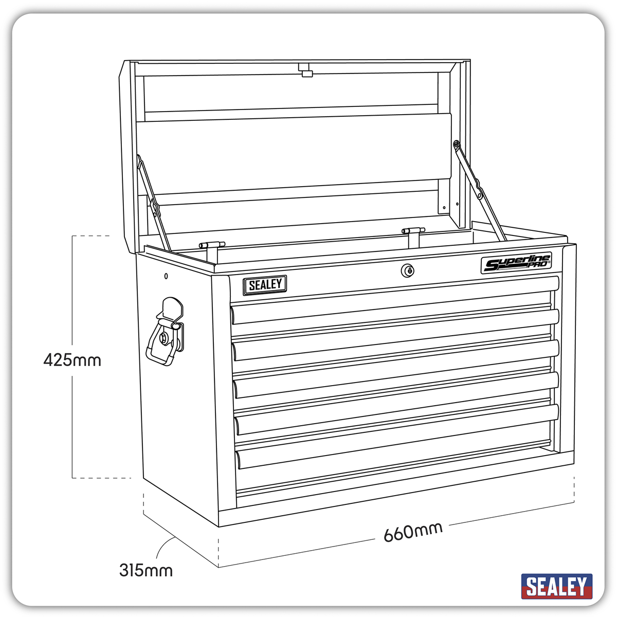 Superline Pro AP33059B Superline PRO® Topchest 5 Drawer - Black