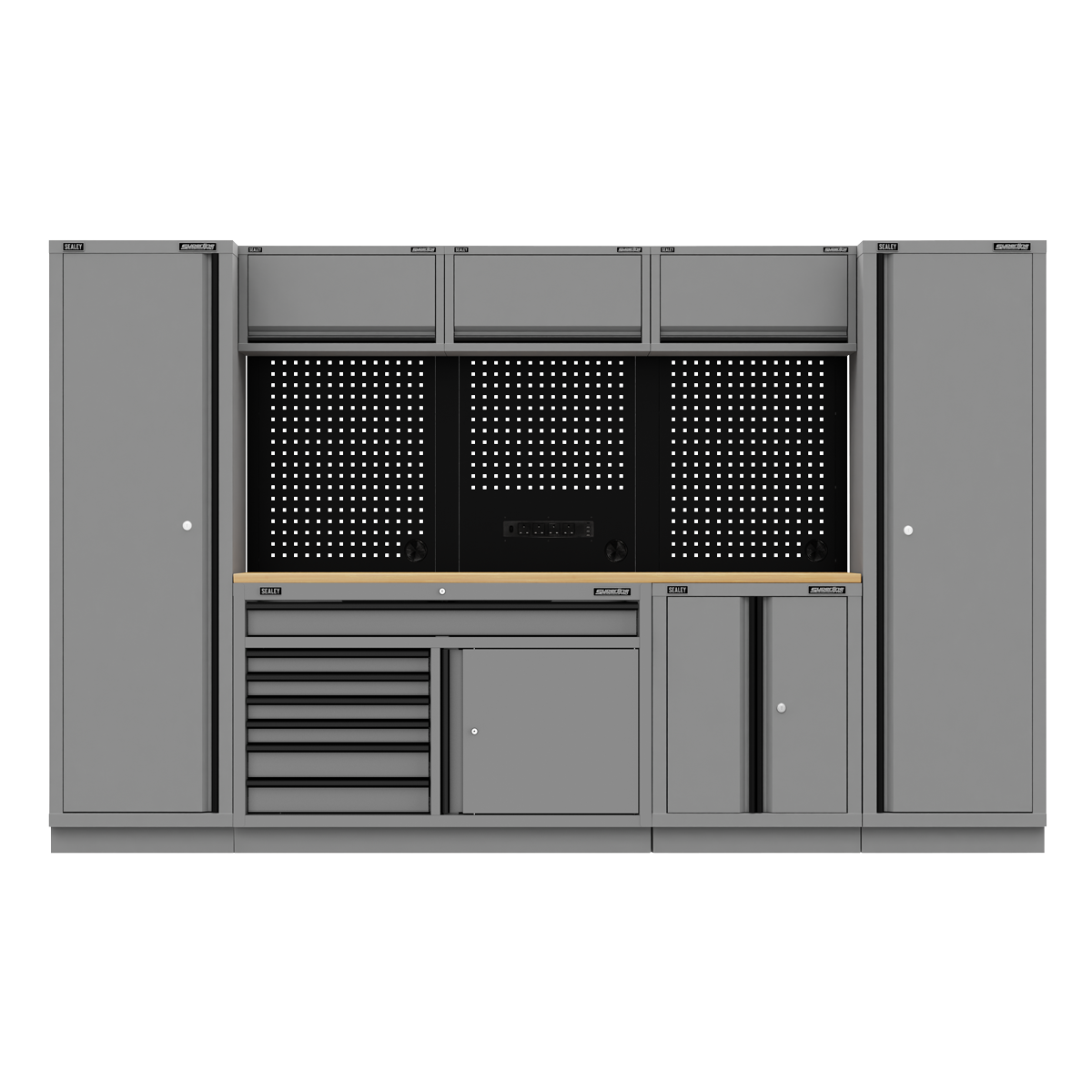 Superline Pro APMSBESTACK05W Superline PRO® Black Edition Storage System with Rubber Wood Worktop 3.24m