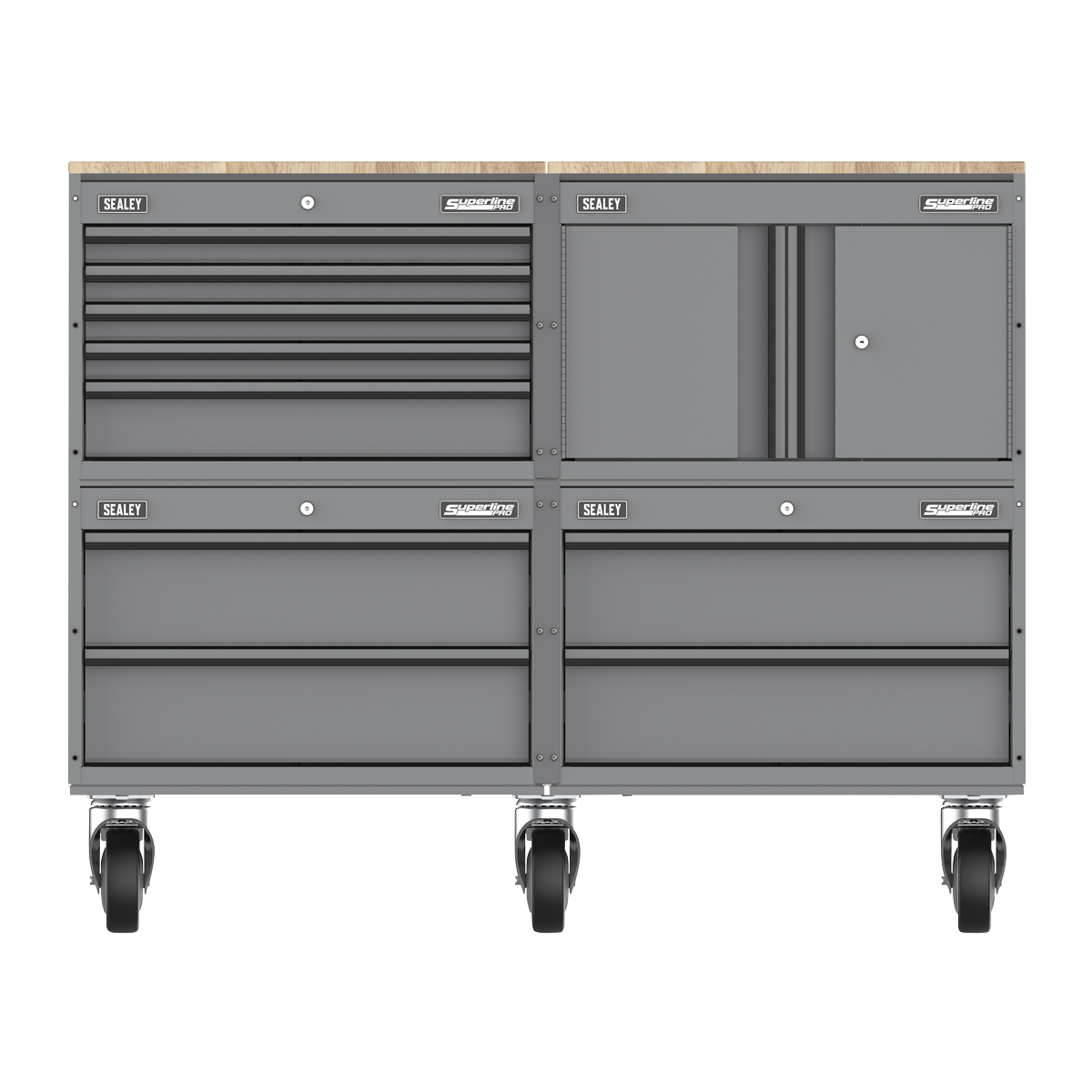 Superline Pro APMSCCOMBO5 Superline PRO® Connect Modular Storage System with Rubber Wood Worktop 1.36m