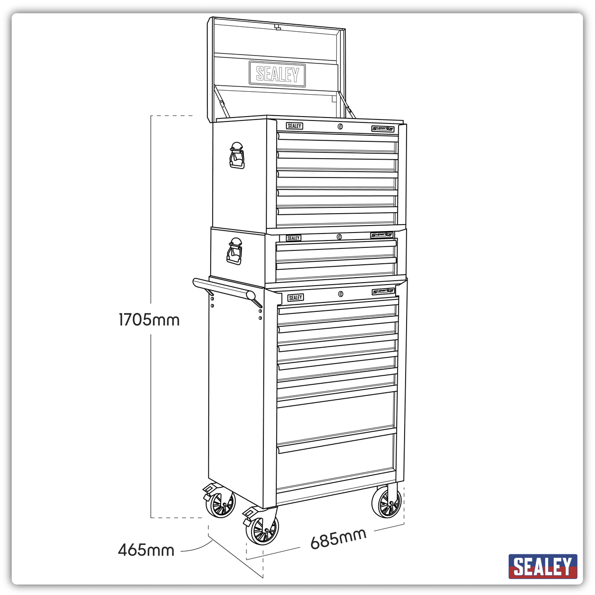 Superline Pro SPTHVCOMBO1 Superline PRO® Tool Chest Combination 14 Drawer with 1179pc Tool Kit - Green