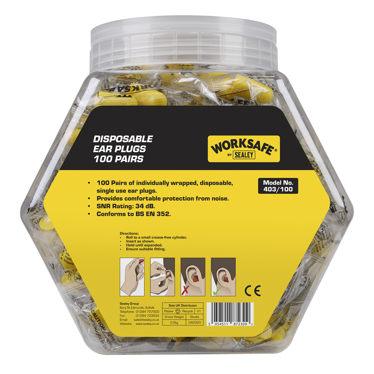 Worksafe 403/100 Worksafe® Disposable Ear Plugs - 100 Pairs