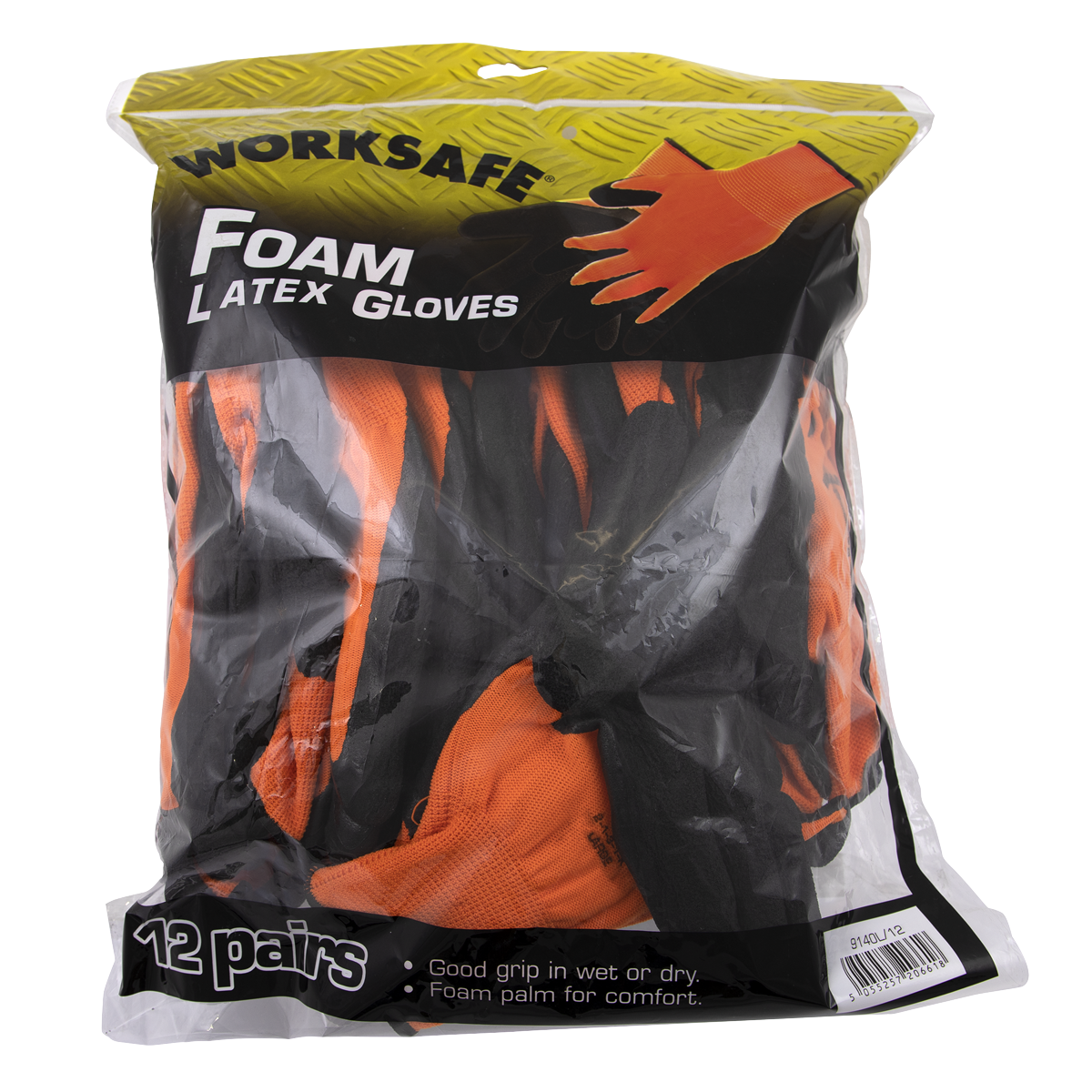 Worksafe 9140L/12 Worksafe® Foam Latex Gloves, Large - Pack of 12 Pairs