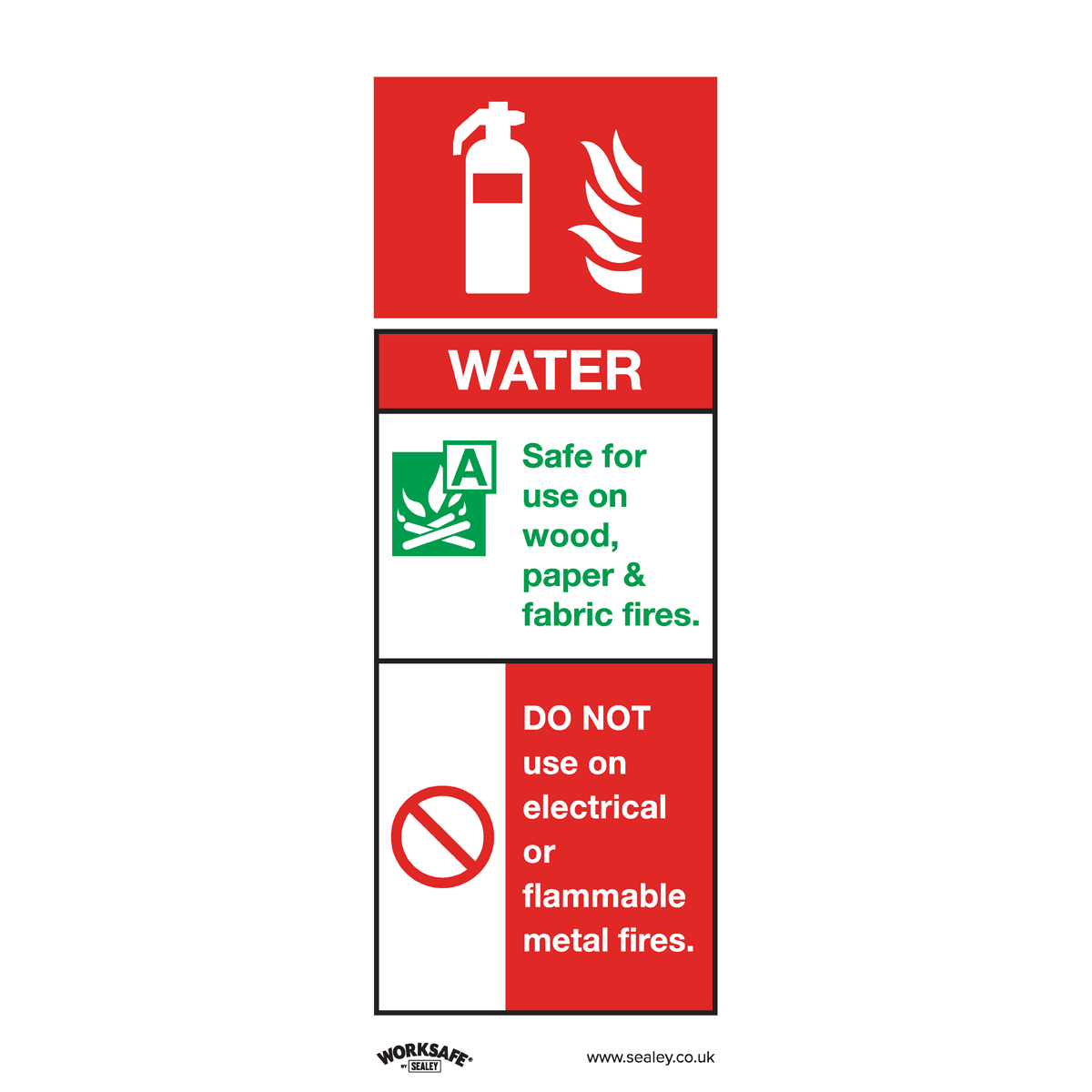 Worksafe SS27V10 Worksafe® Water Fire Extinguisher Safety Sign, Self-Adhesive Vinyl - Pack of 10