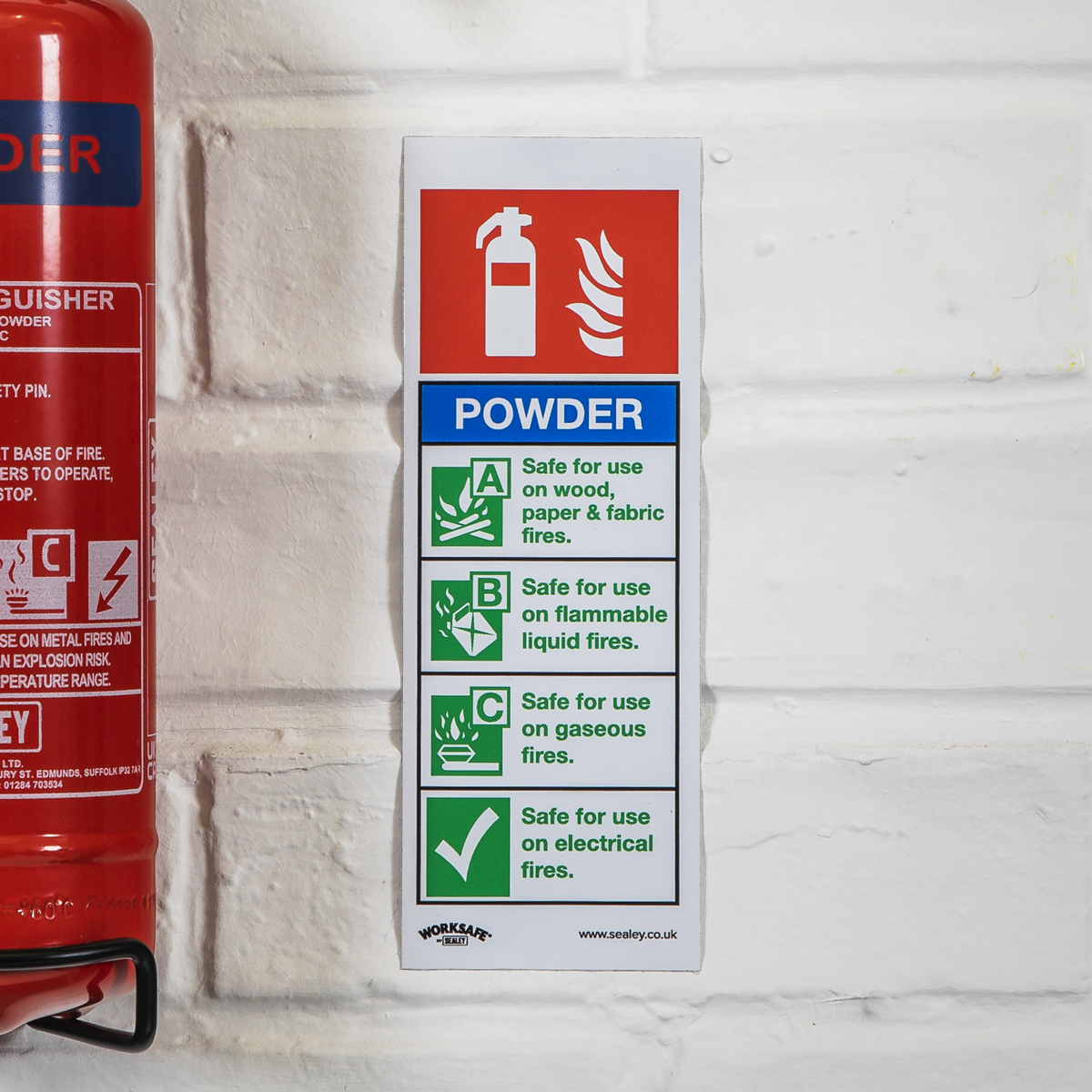 Worksafe SS52V1 Worksafe® Powder Fire Extinguisher Safety Sign - Self-Adhesive Vinyl