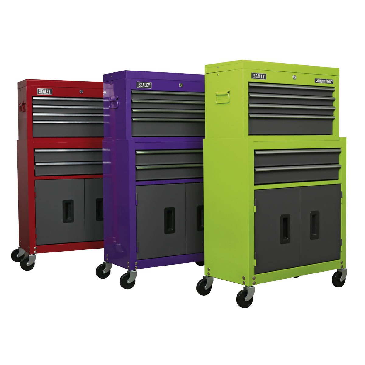 American Pro AP2200BBCP American PRO® Topchest & Rollcab Combination 6 Drawer - Purple/Grey