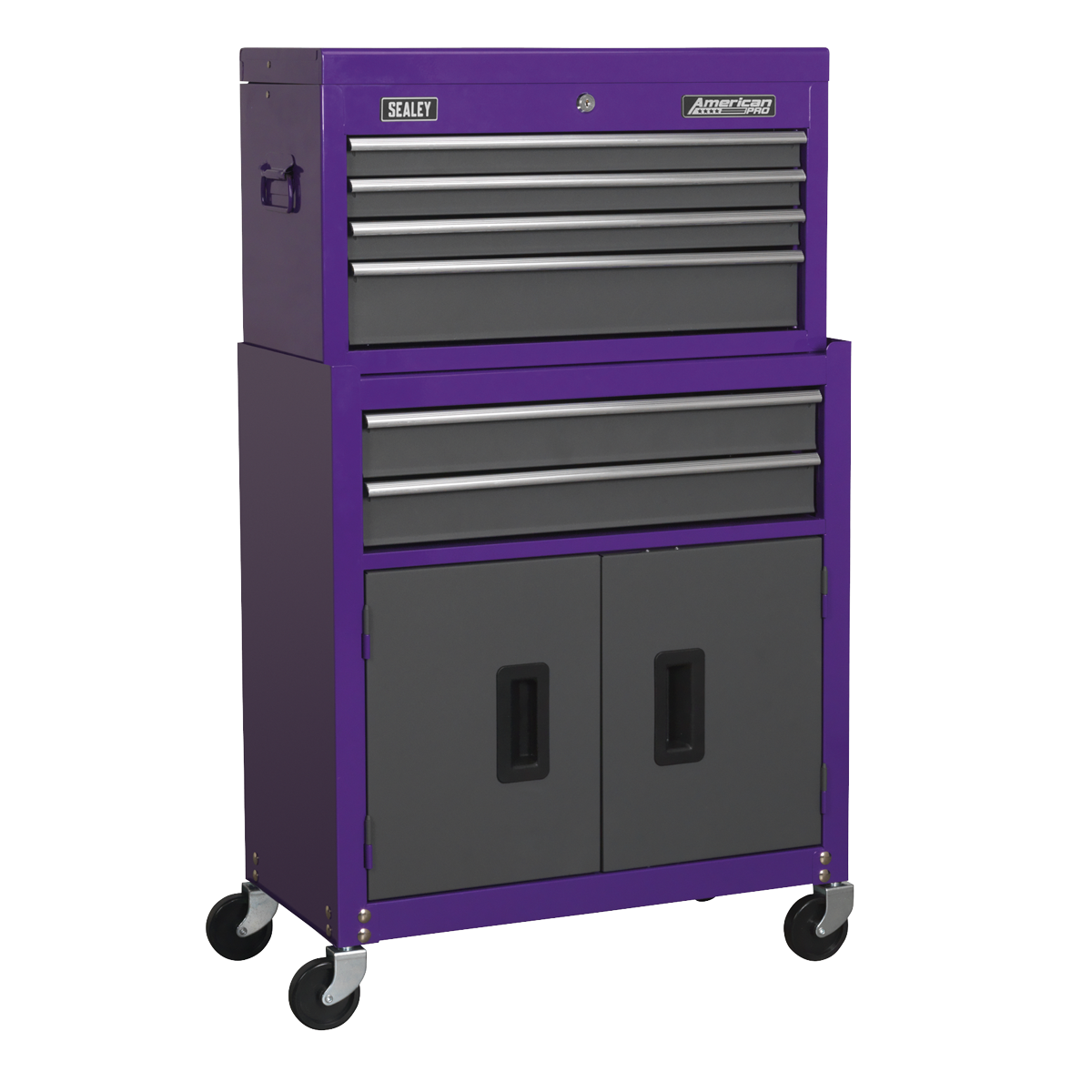 American Pro AP2200BBCP American PRO® Topchest & Rollcab Combination 6 Drawer - Purple/Grey