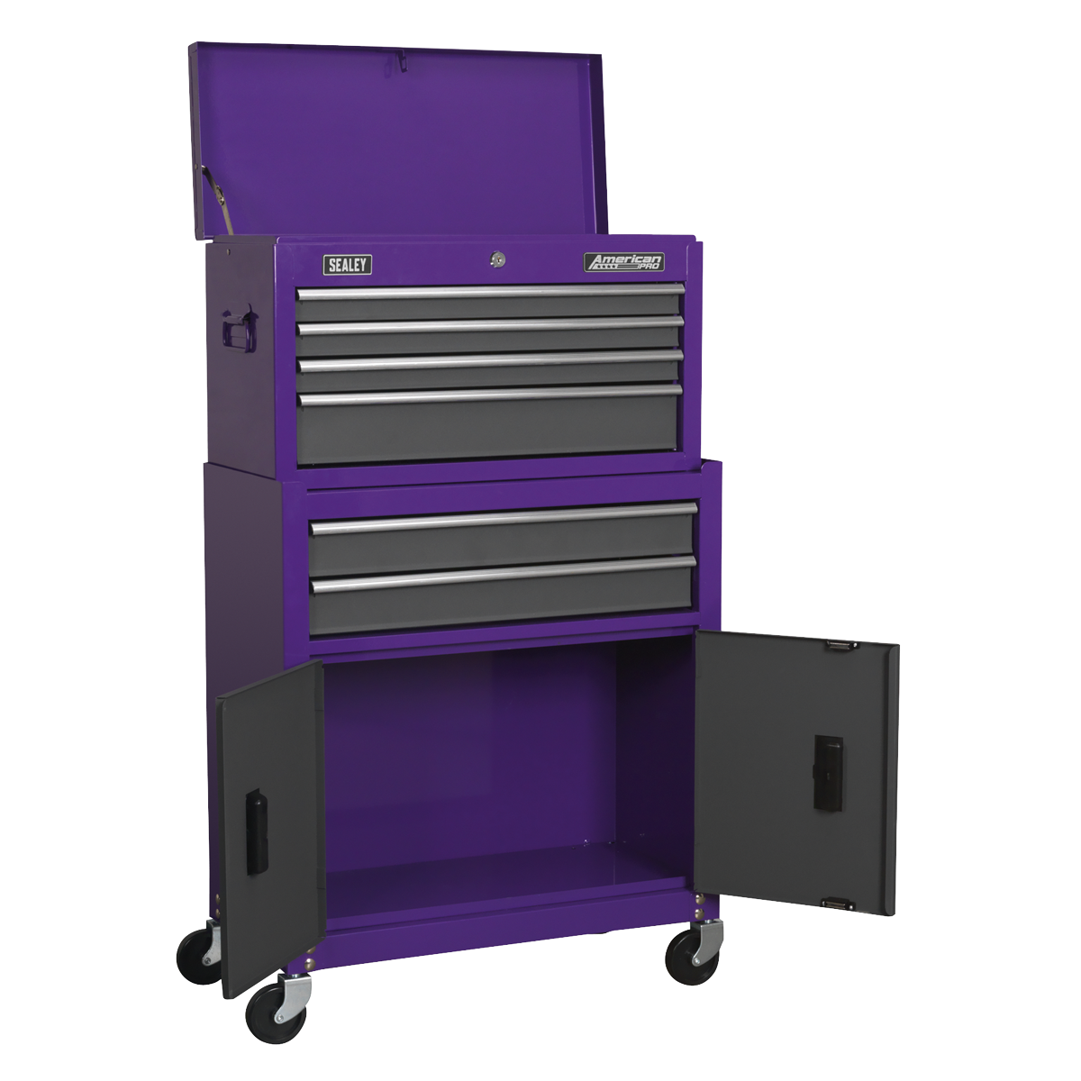 American Pro AP2200BBCP American PRO® Topchest & Rollcab Combination 6 Drawer - Purple/Grey