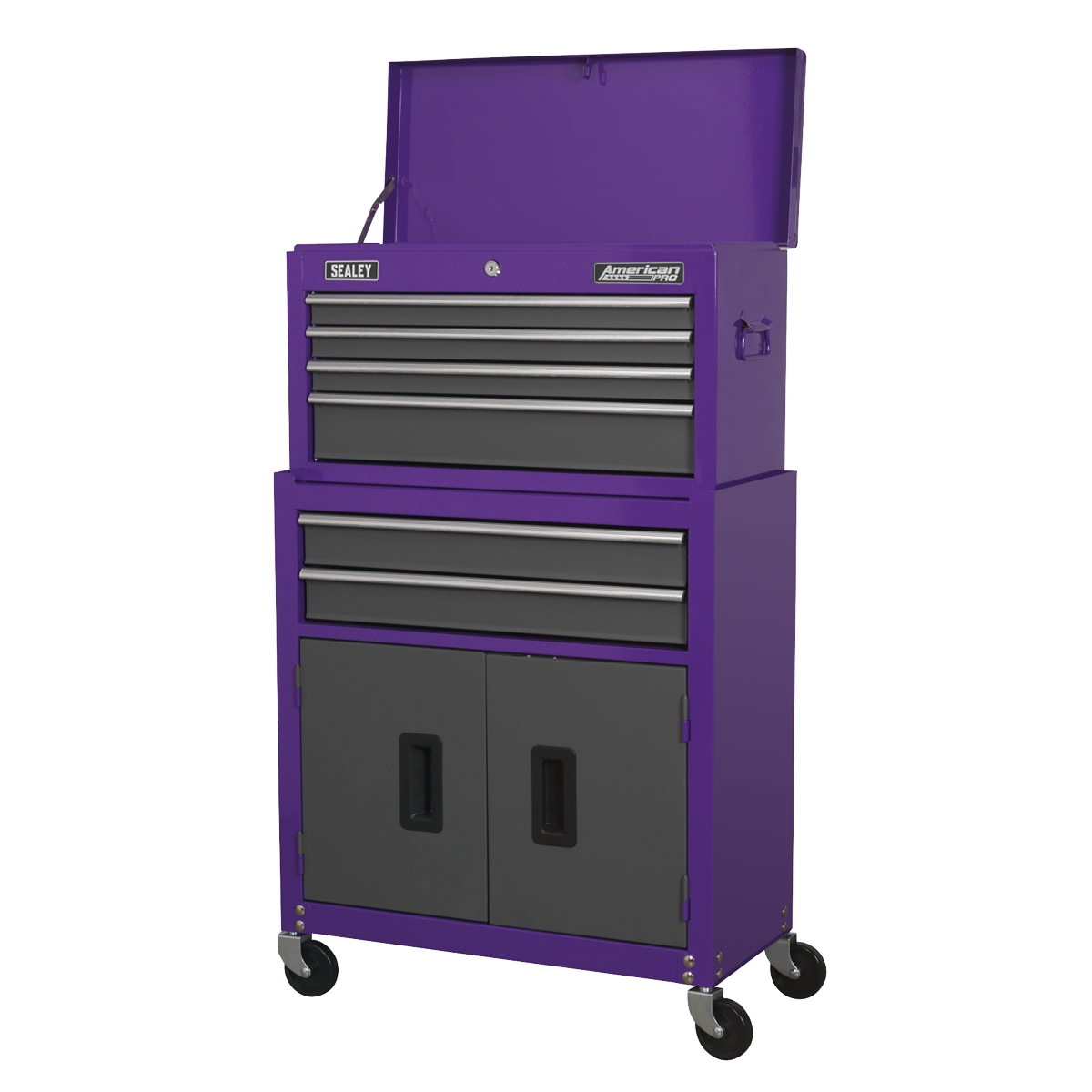 American Pro AP2200BBCP American PRO® Topchest & Rollcab Combination 6 Drawer - Purple/Grey
