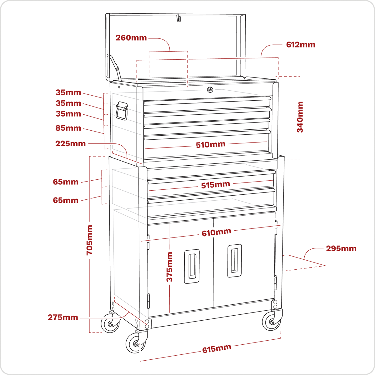 American Pro AP2200BBCP American PRO® Topchest & Rollcab Combination 6 Drawer - Purple/Grey