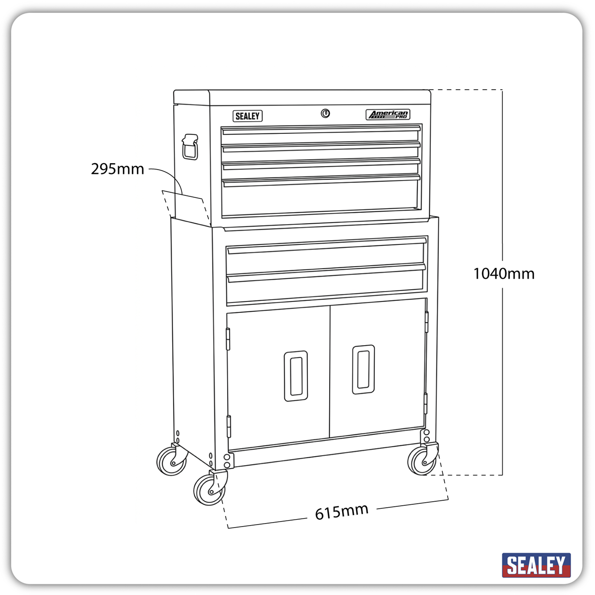American Pro AP2200BBHV American PRO® Topchest & Rollcab Combination 6 Drawer - Green/Grey