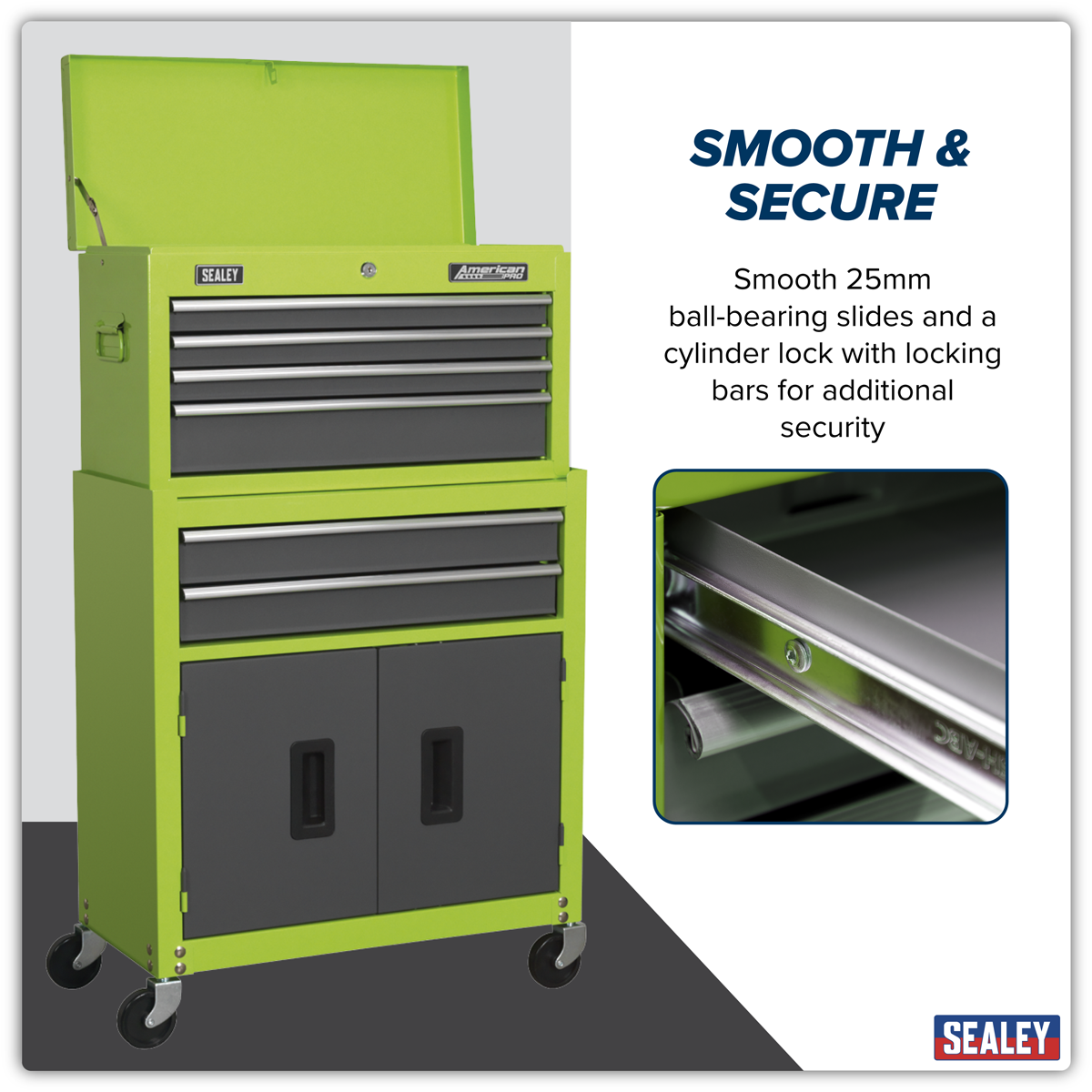 American Pro AP2200BBHV American PRO® Topchest & Rollcab Combination 6 Drawer - Green/Grey