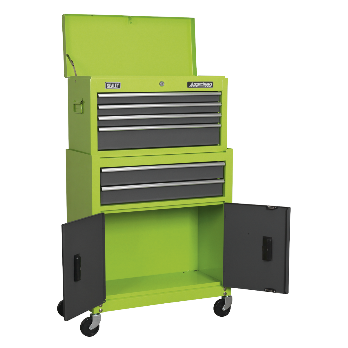 American Pro AP2200BBHV American PRO® Topchest & Rollcab Combination 6 Drawer - Green/Grey