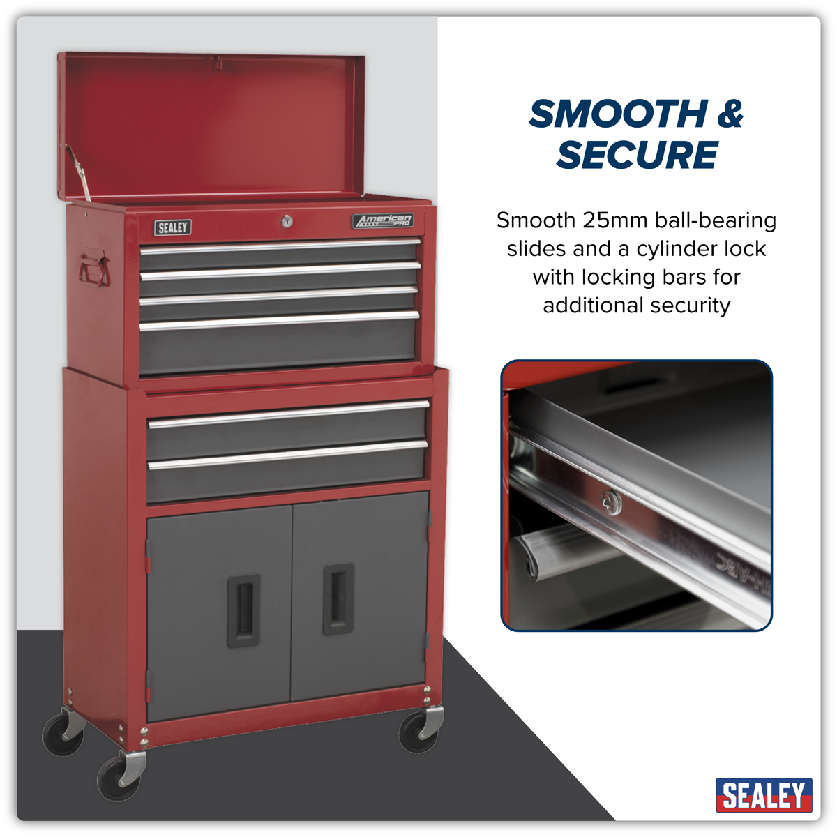 American Pro AP2200BB American PRO® Topchest & Rollcab Combination 6 Drawer - Red