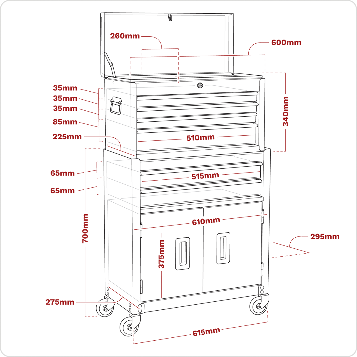 American Pro AP2200BB American PRO® Topchest & Rollcab Combination 6 Drawer - Red