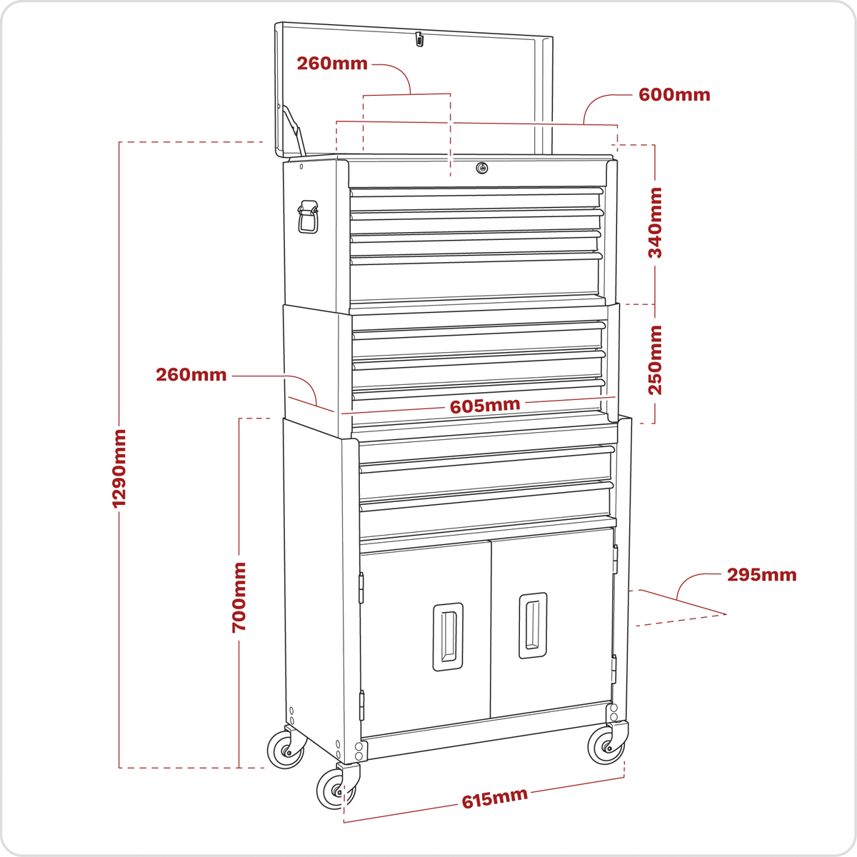 American Pro AP2200BKSTACK American PRO® Topchest, Mid-Box Tool Chest & Rollcab Stack 9 Drawer - Black