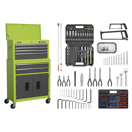 American Pro AP2200COMBOHV American PRO® Topchest & Rollcab Combination 6 Drawer with 170pc Tool Kit - Green/Grey