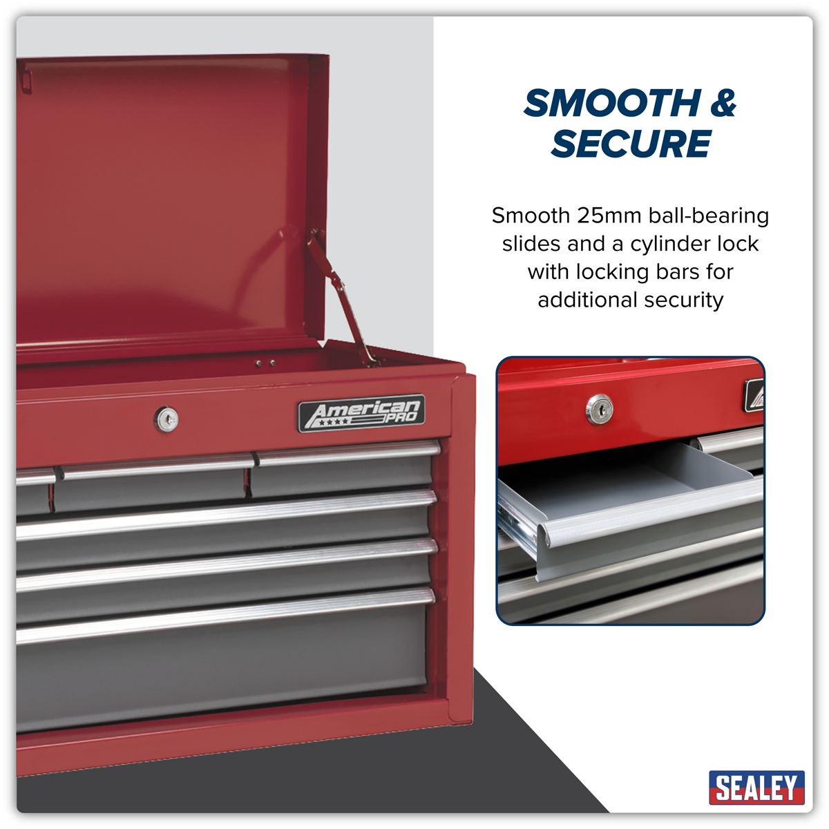 American Pro AP2201BB American PRO® Topchest 6 Drawer - Red/Grey