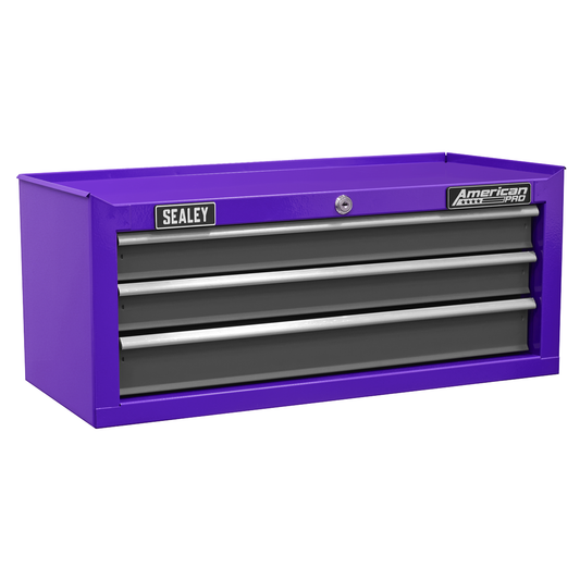 American Pro AP22309BBCP American PRO® Mid-Box Tool Chest 3 Drawer - Purple/Grey