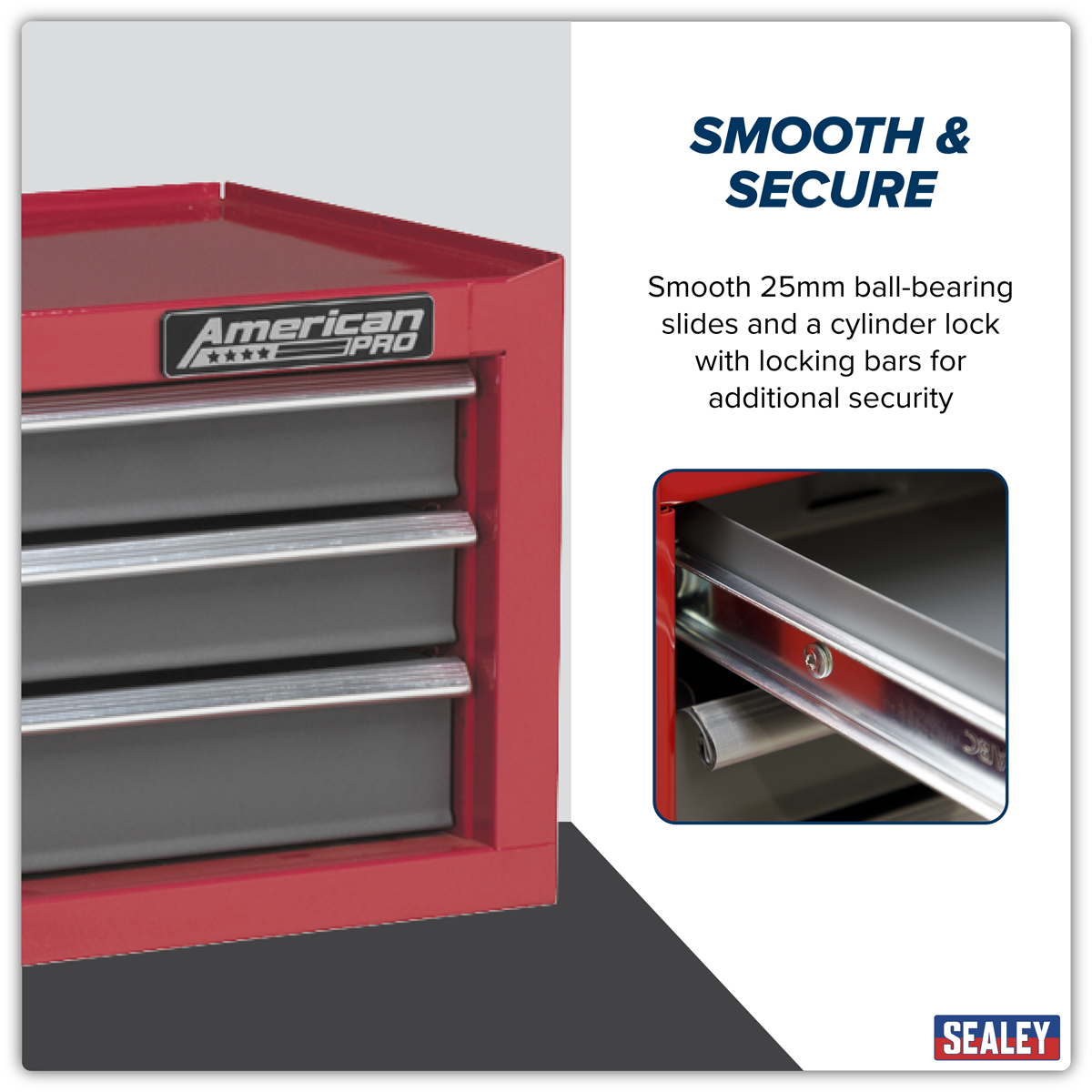 American Pro AP22309BB American PRO® Mid-Box Tool Chest 3 Drawer - Red/Grey