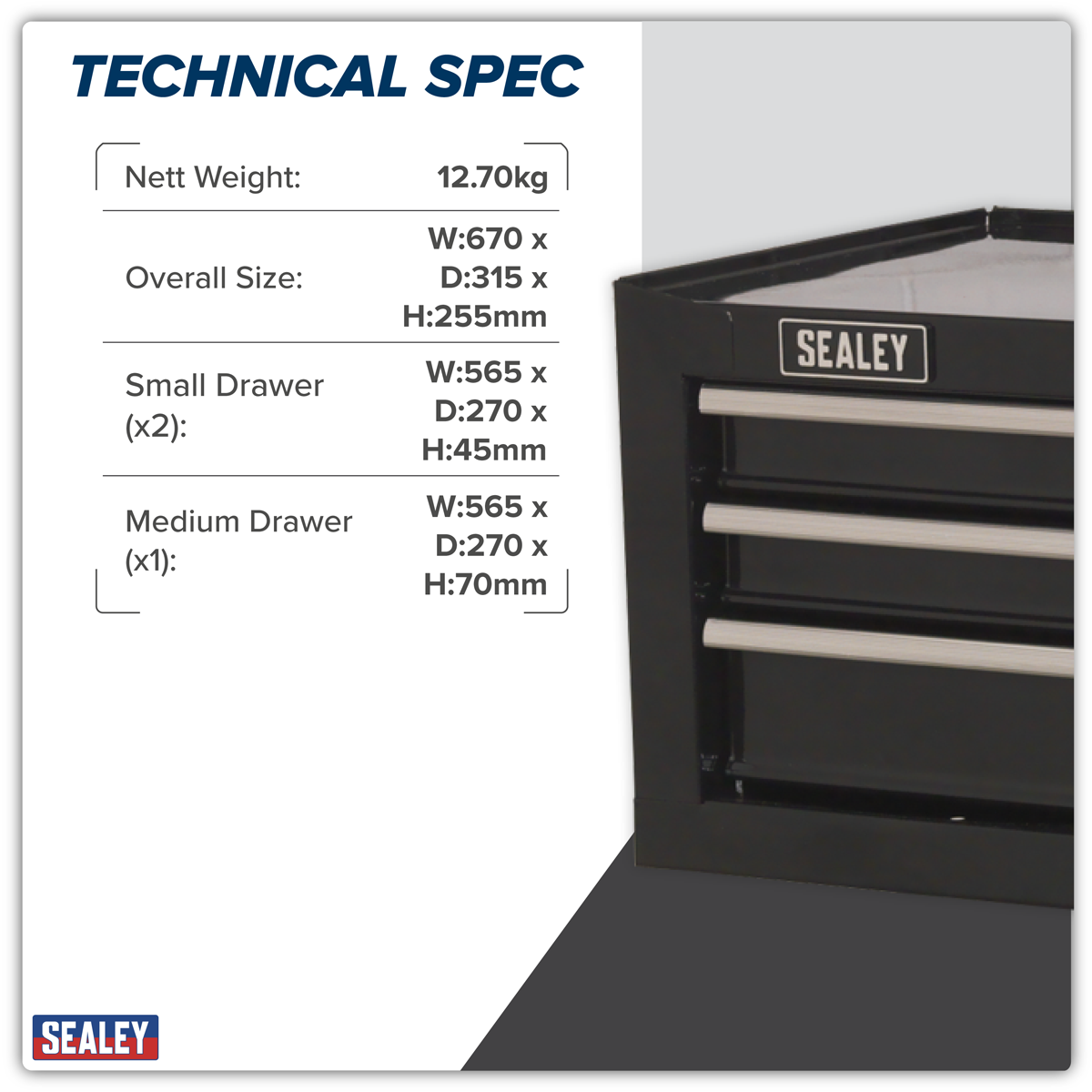 American Pro AP223B American PRO® Mid-Box Tool Chest 3 Drawer - Black